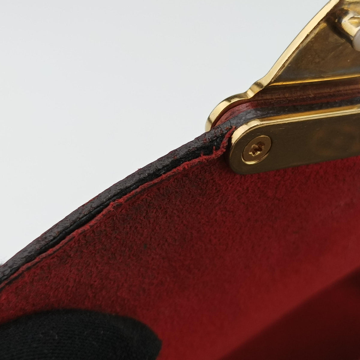 Pre-owned Louis Vuitton PALLAS Chain Brown×CERISE Monogram Canvas×calf leather M41201 shoulderbag | stylenewstar