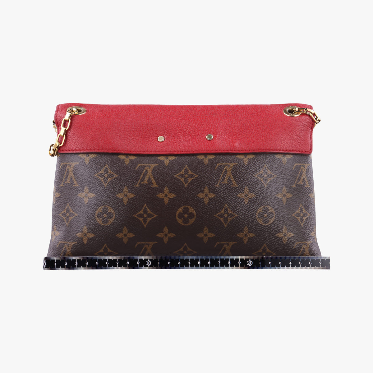 Pre-owned Louis Vuitton PALLAS Chain Brown×CERISE Monogram Canvas×calf leather M41201 shoulderbag | stylenewstar