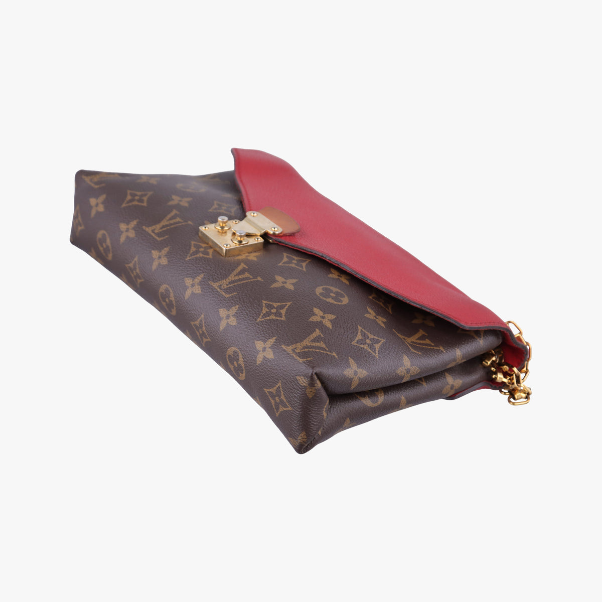 Pre-owned Louis Vuitton PALLAS Chain Brown×CERISE Monogram Canvas×calf leather M41201 shoulderbag | stylenewstar