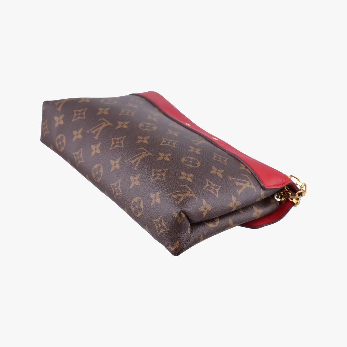 Pre-owned Louis Vuitton PALLAS Chain Brown×CERISE Monogram Canvas×calf leather M41201 shoulderbag | stylenewstar