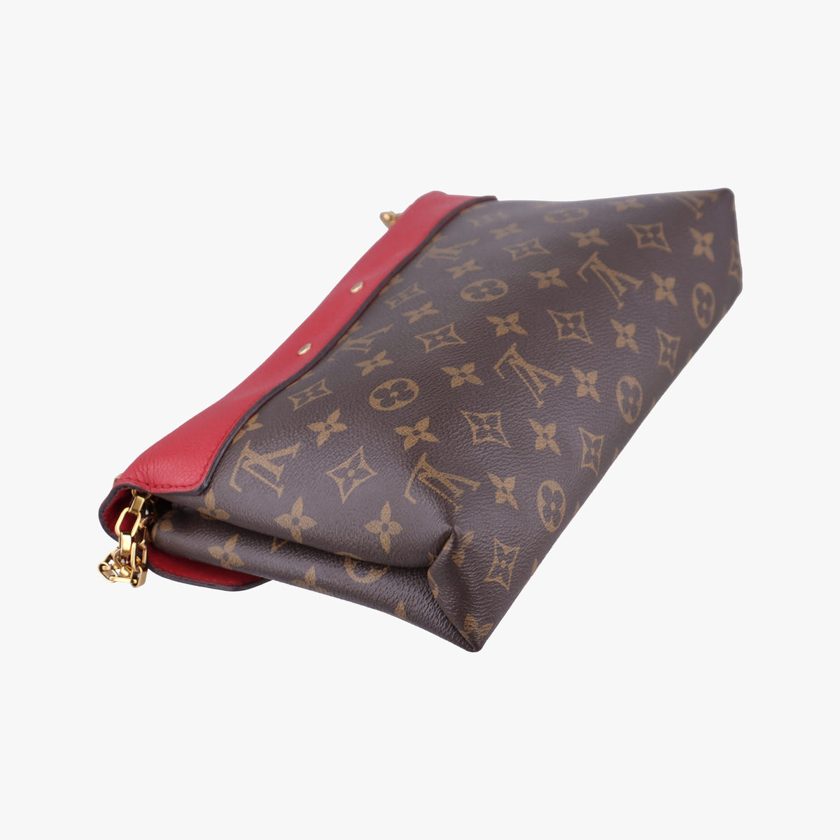 Pre-owned Louis Vuitton PALLAS Chain Brown×CERISE Monogram Canvas×calf leather M41201 shoulderbag | stylenewstar