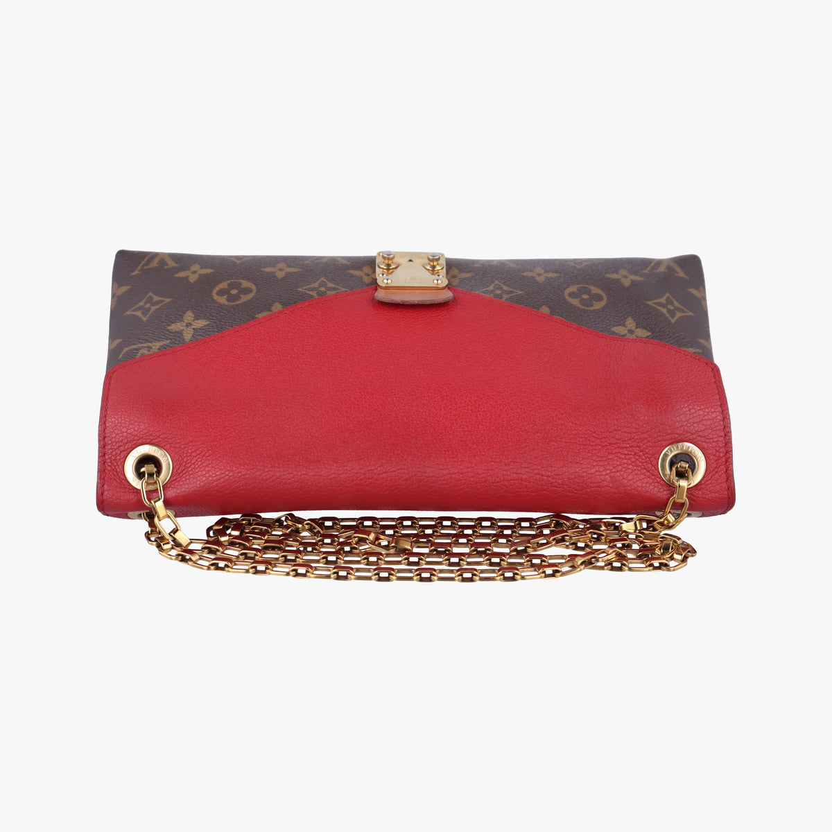 Pre-owned Louis Vuitton PALLAS Chain Brown×CERISE Monogram Canvas×calf leather M41201 shoulderbag | stylenewstar