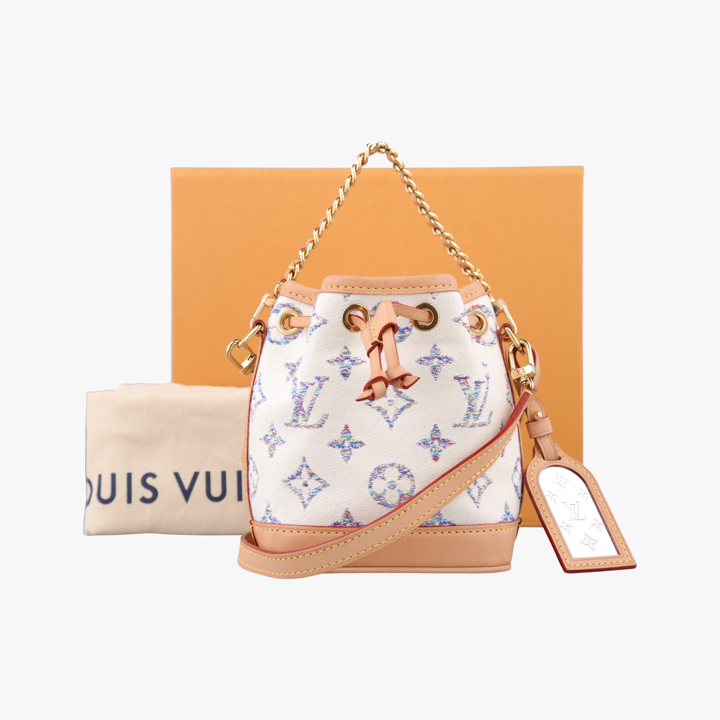 Pre-owned Louis Vuitton Nano Noe White Multicolor Monogram Jacquard M83453 shoulderbag | stylenewstar