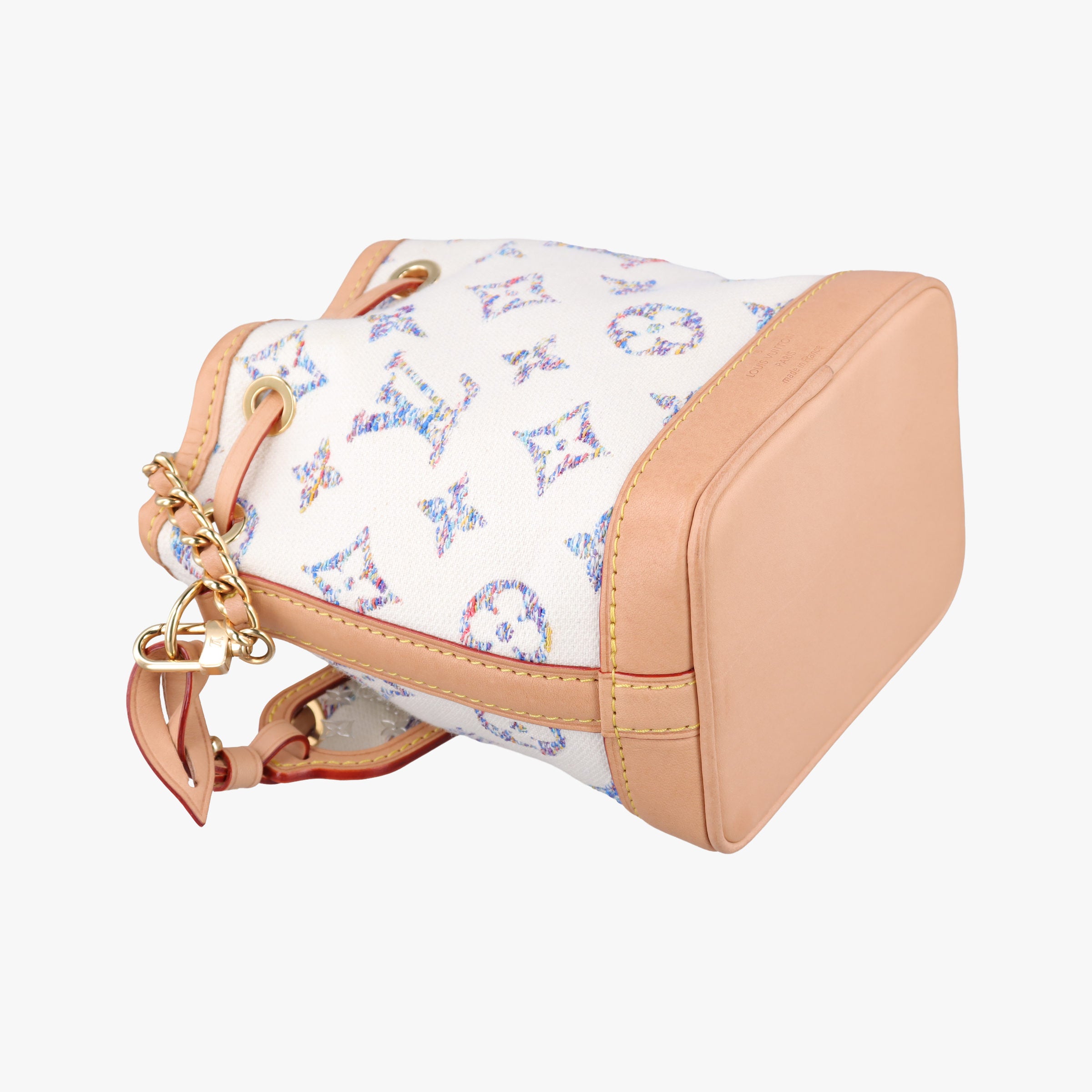 Pre-owned Louis Vuitton Nano Noe White Multicolor Monogram Jacquard M83453 shoulderbag | stylenewstar