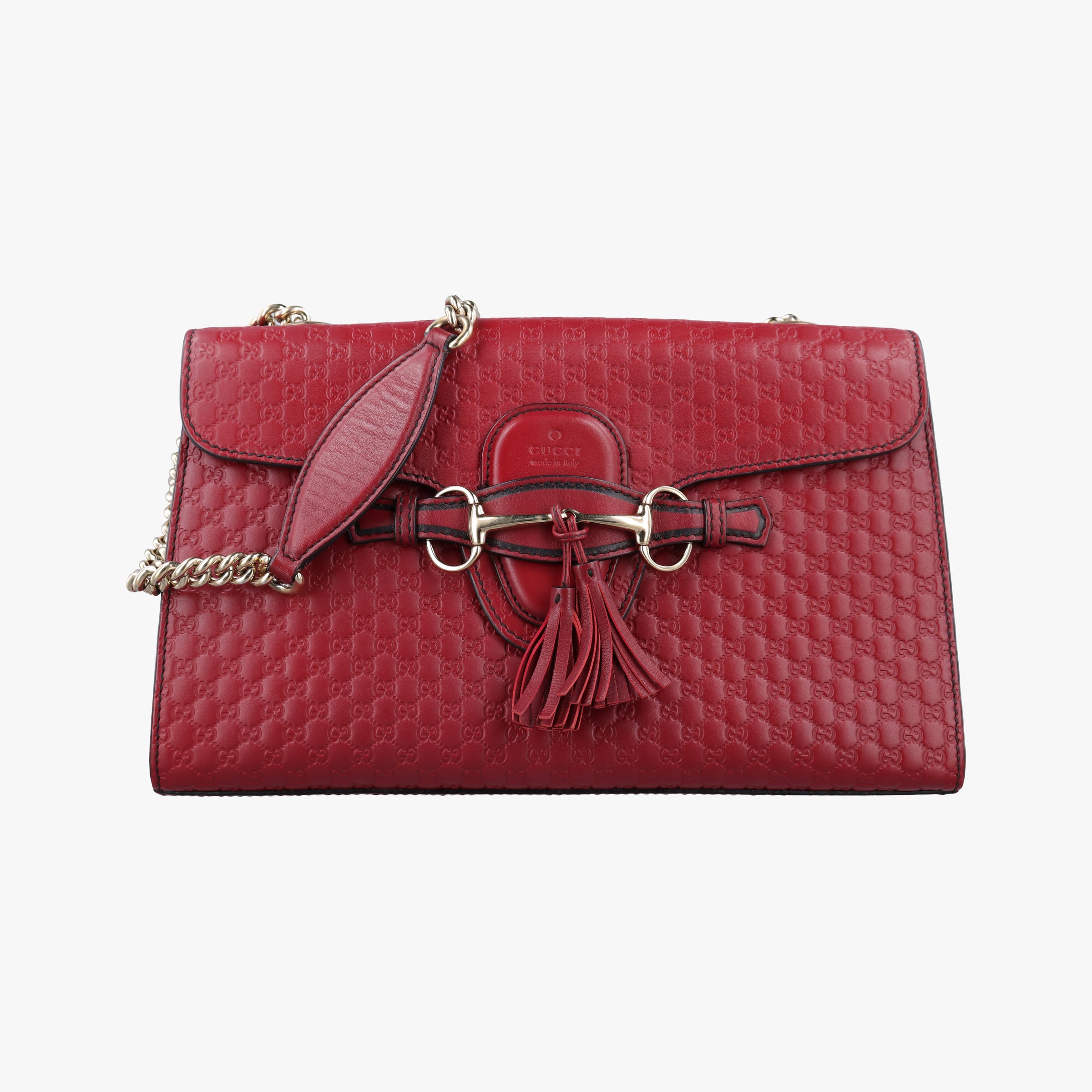 Pre-owned Gucci Emily Red Leather 449635 shoulderbag | stylenewstar
