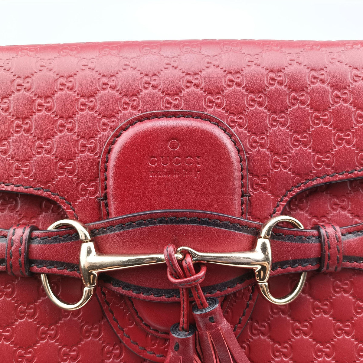 Pre-owned Gucci Emily Red Leather 449635 shoulderbag | stylenewstar