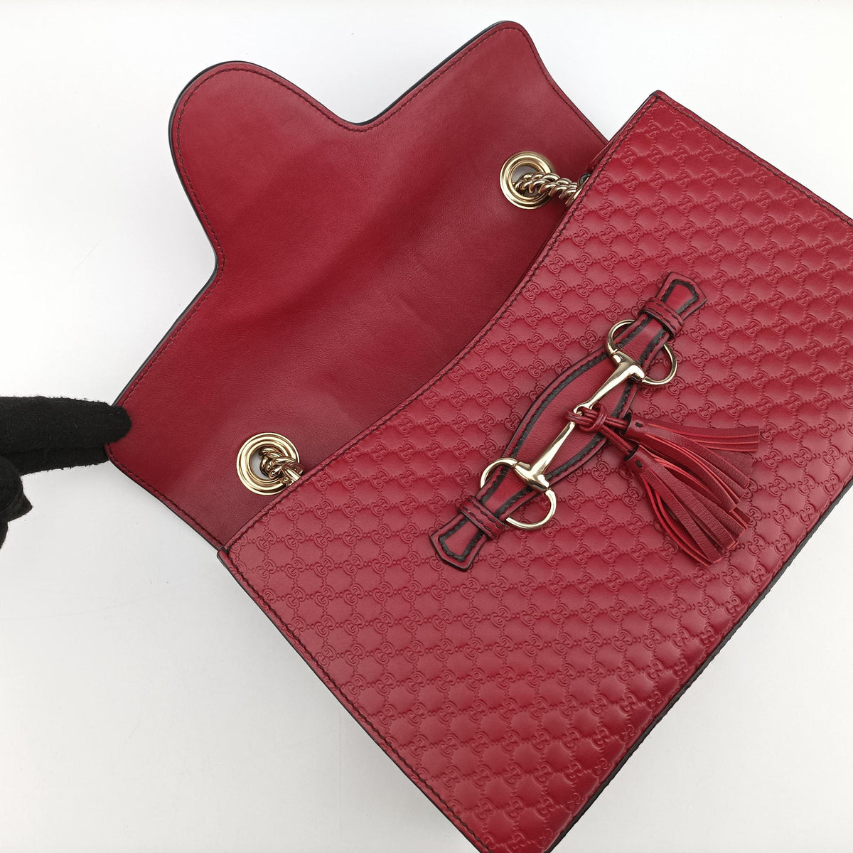 Pre-owned Gucci Emily Red Leather 449635 shoulderbag | stylenewstar