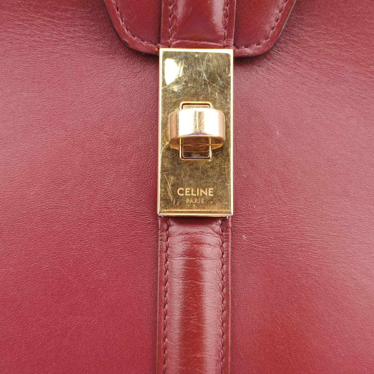 Pre-owned Celine 16 Bag Burgundy Calfskin  shoulderbag | stylenewstar