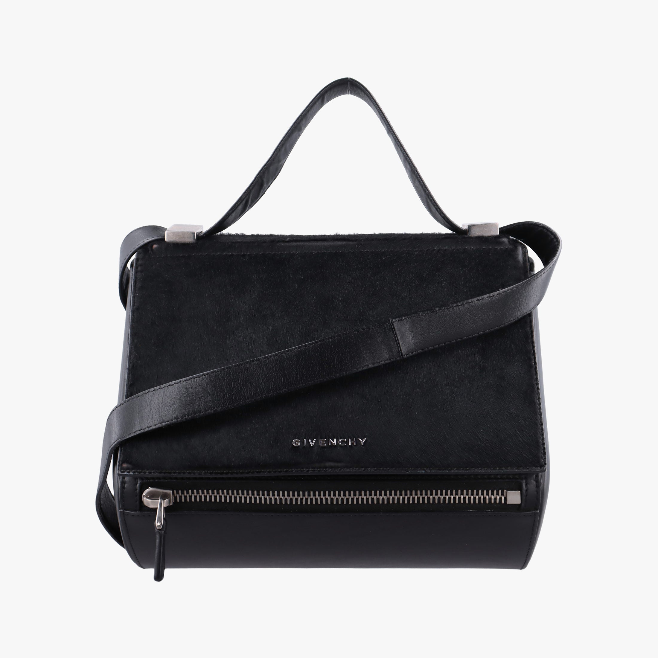 Pre-owned Givenchy Pandora Box Black Leather × Ponyhair  shoulderbag | stylenewstar