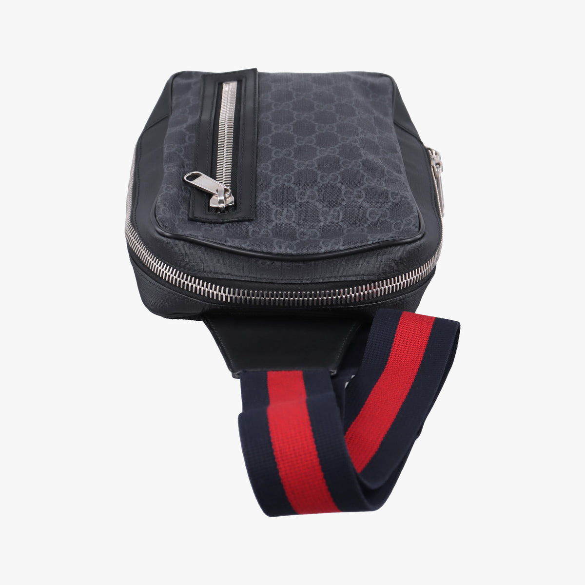 Secondhand Gucci GG Supreme Navy x Black PVC coated canvas 478325 bum bag/waist bag | stylenewstar
