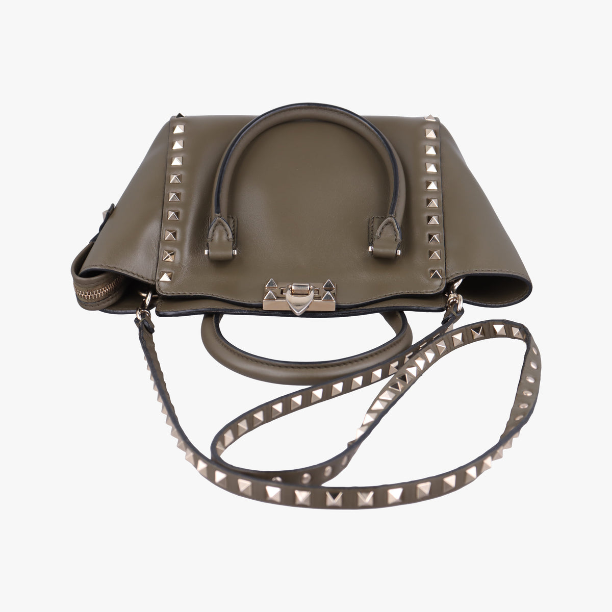 Pre-owned Valentino Rockstud Green Leather  shoulderbag | stylenewstar