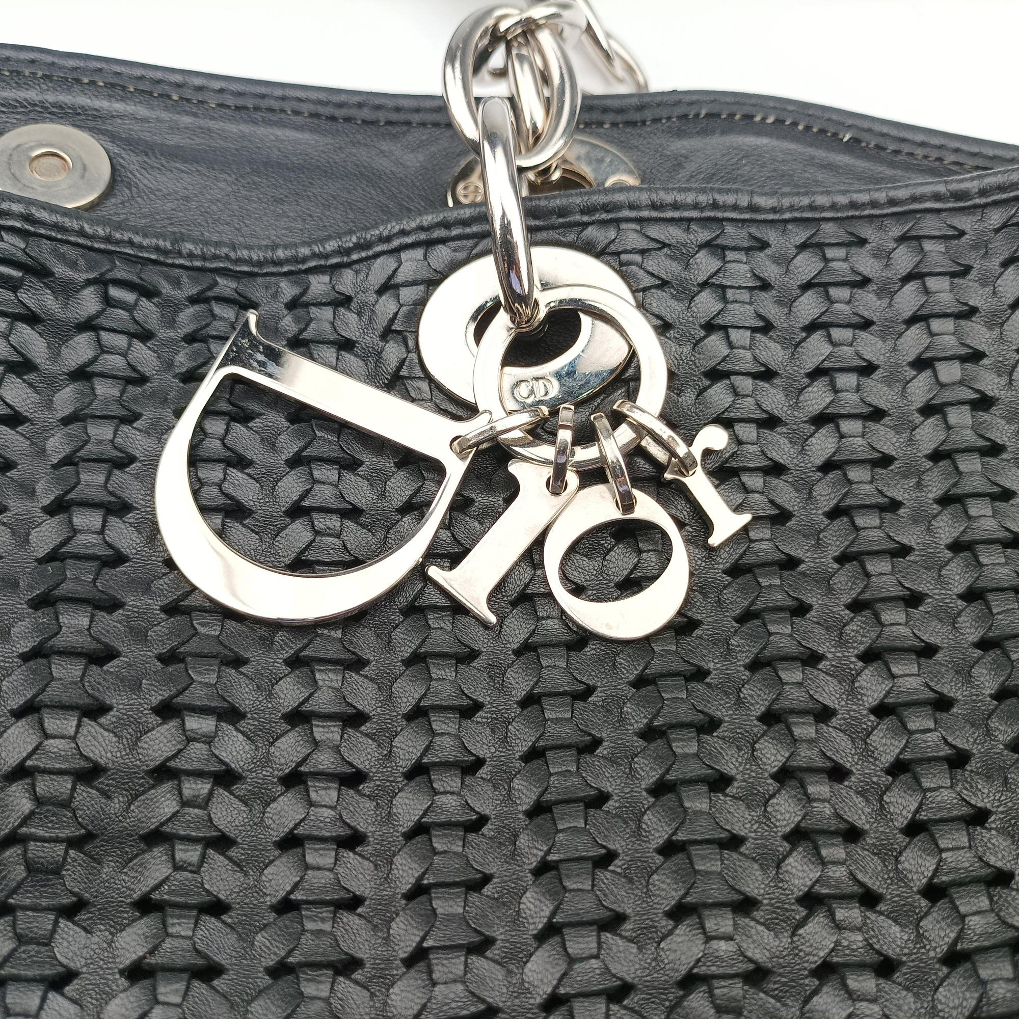 Secondhand Christian Dior Soft Lady Dior Intrecciato Tote Black lambskin  shoulderbag | stylenewstar