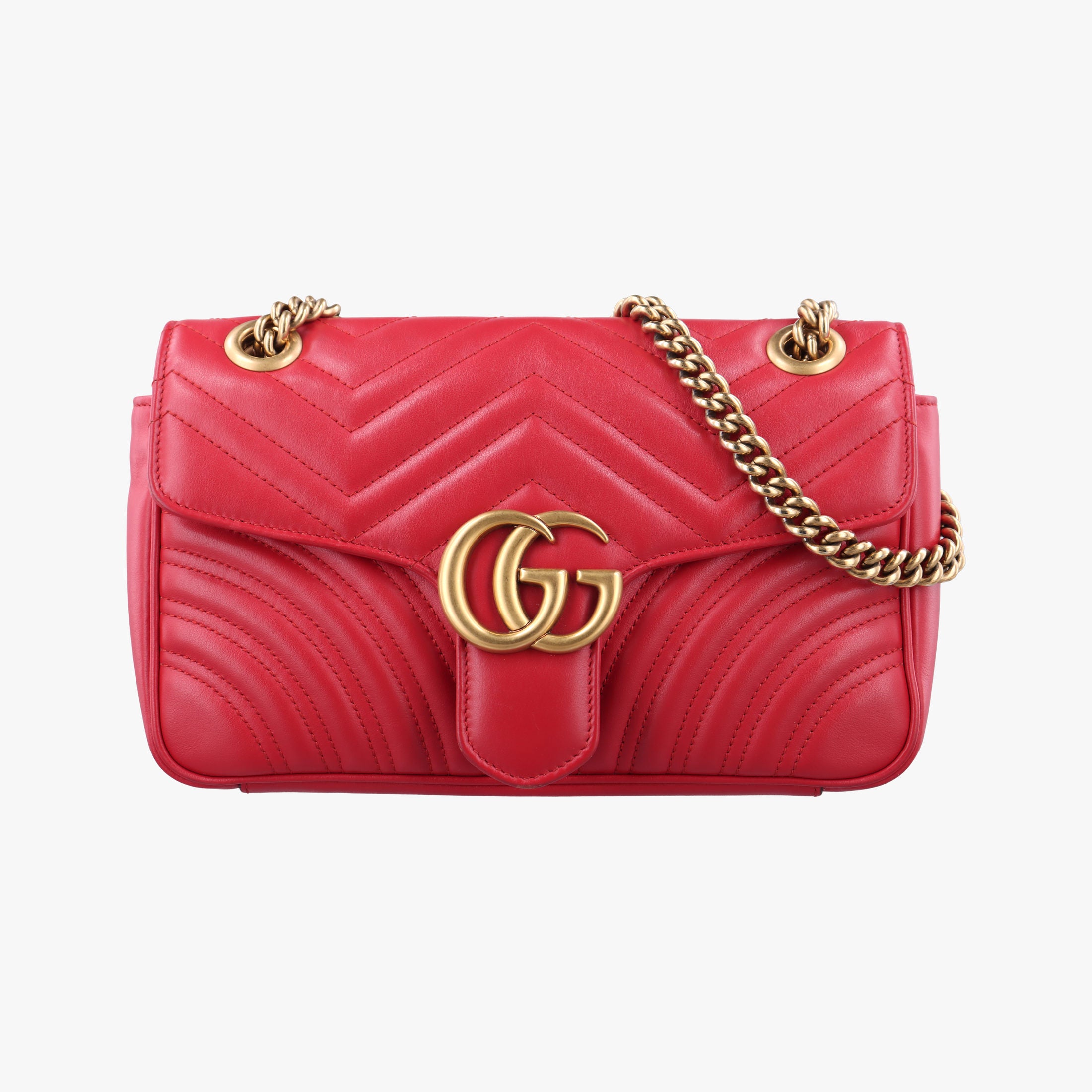 Pre-owned Gucci GG Marmont Red Leather 443497 shoulderbag | stylenewstar