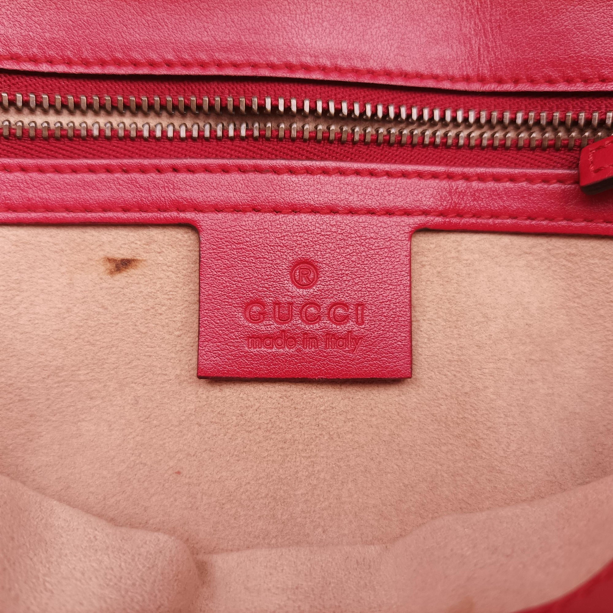 Pre-owned Gucci GG Marmont Red Leather 443497 shoulderbag | stylenewstar