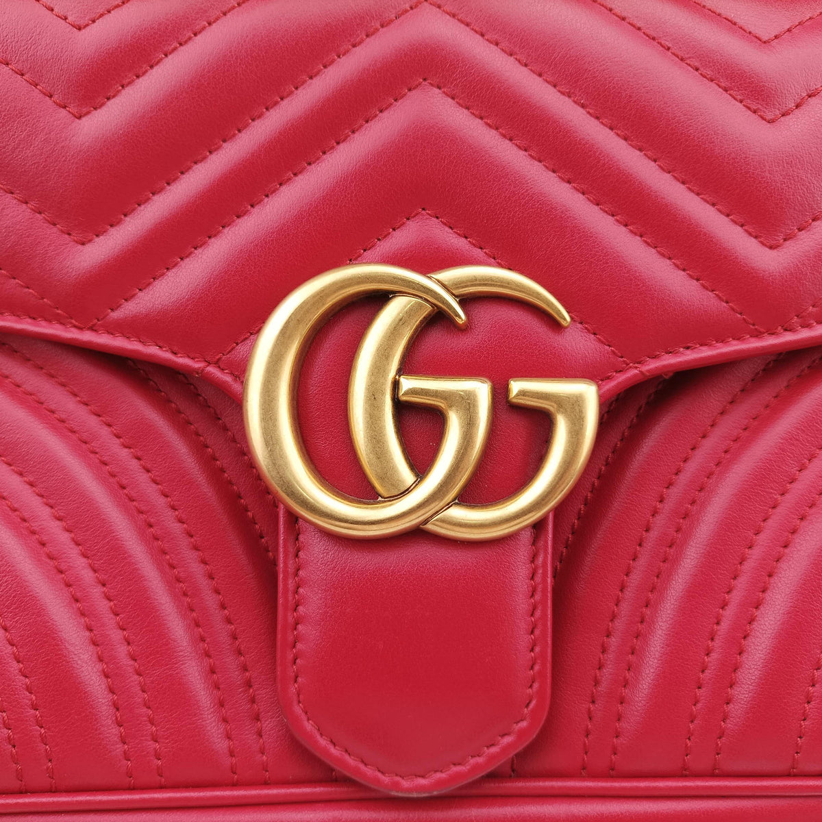 Pre-owned Gucci GG Marmont Red Leather 443497 shoulderbag | stylenewstar