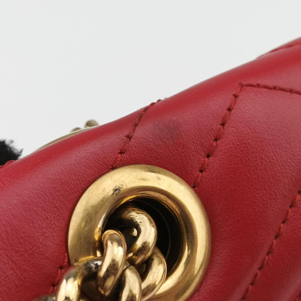 Pre-owned Gucci GG Marmont Red Leather 443497 shoulderbag | stylenewstar