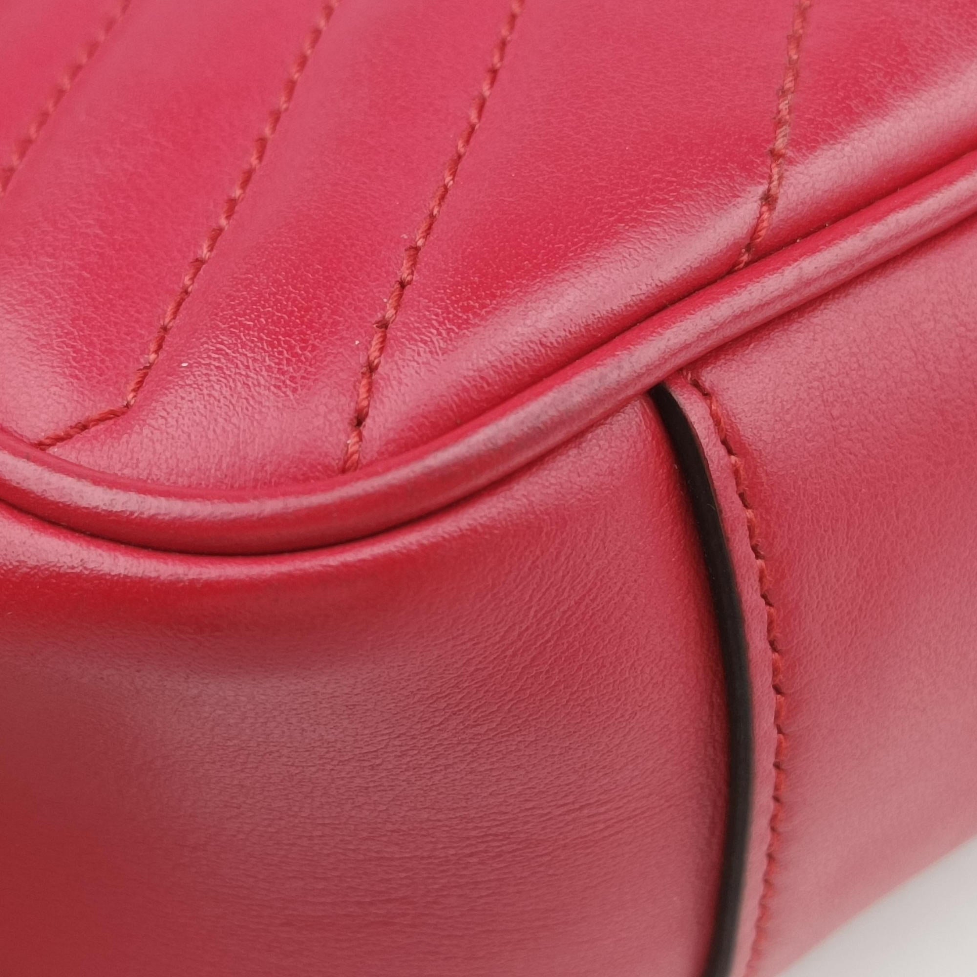 Pre-owned Gucci GG Marmont Red Leather 443497 shoulderbag | stylenewstar