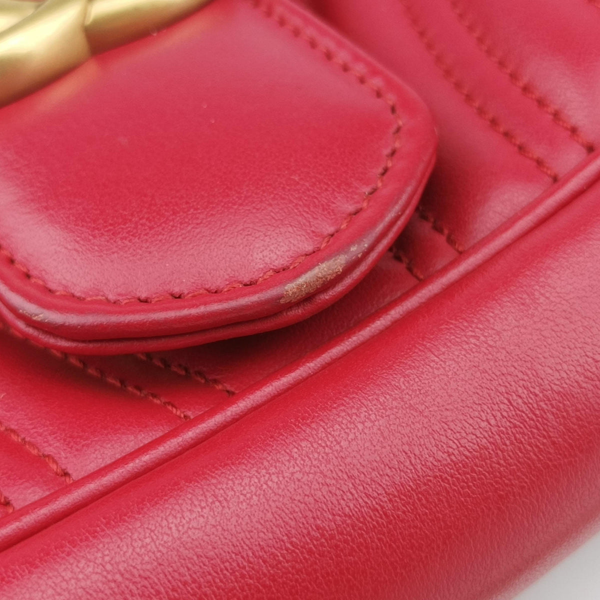 Pre-owned Gucci GG Marmont Red Leather 443497 shoulderbag | stylenewstar