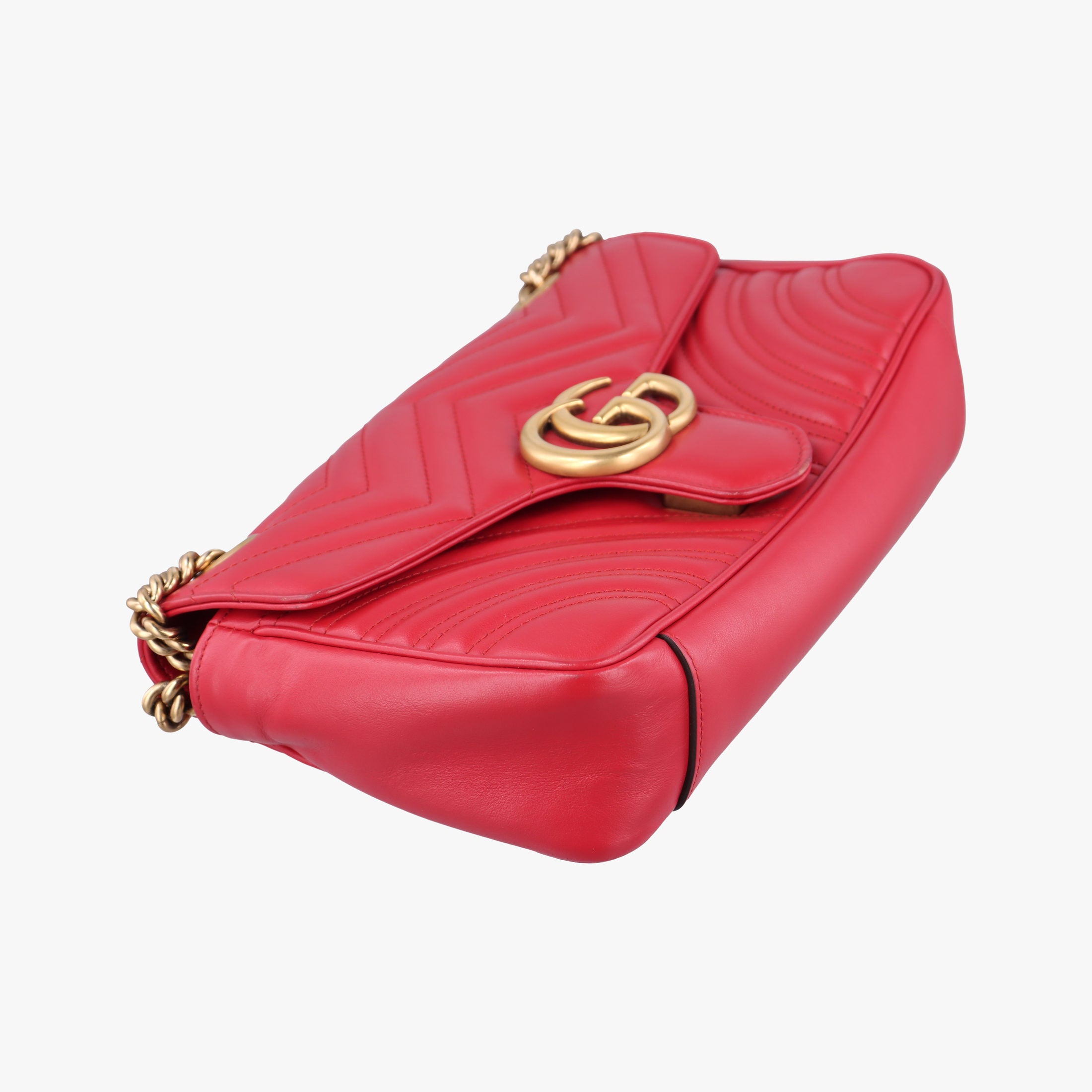 Pre-owned Gucci GG Marmont Red Leather 443497 shoulderbag | stylenewstar
