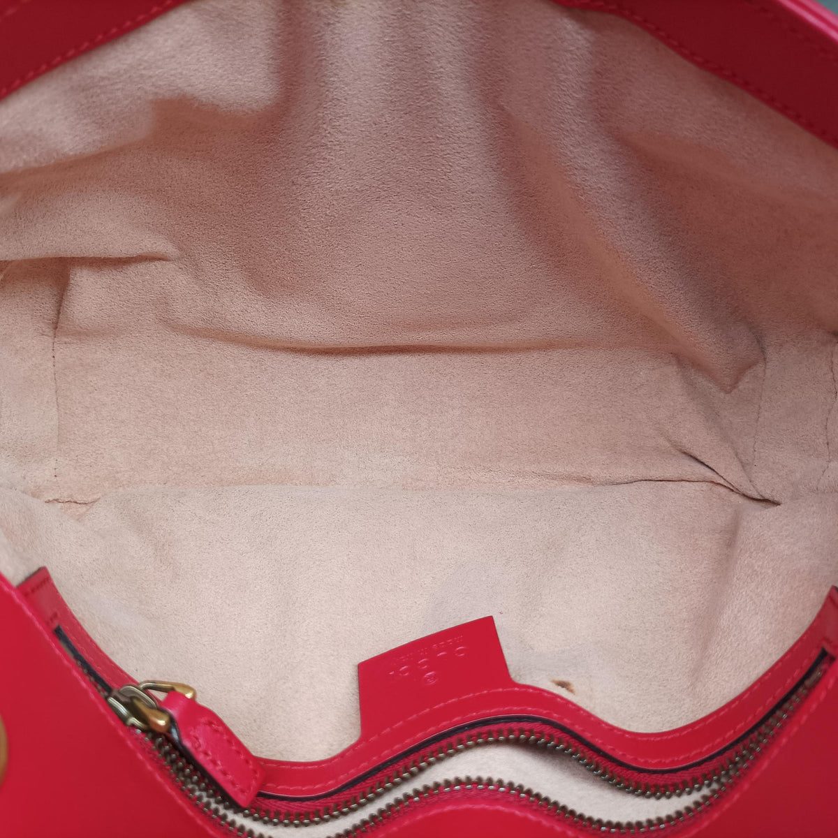 Pre-owned Gucci GG Marmont Red Leather 443497 shoulderbag | stylenewstar