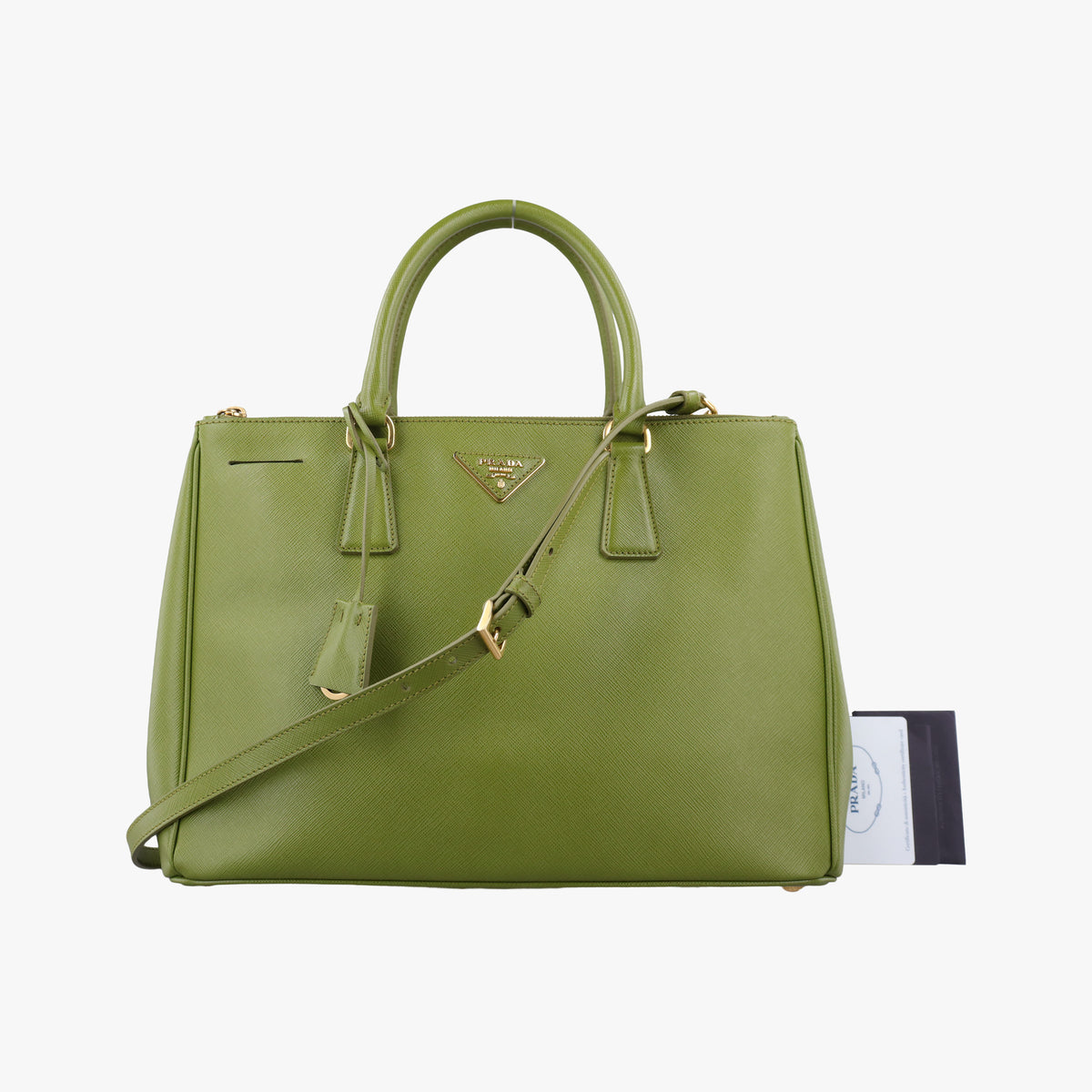 Pre-owned Prada Galleria Green SAFFIANO Leather BN2274 shoulderbag | stylenewstar