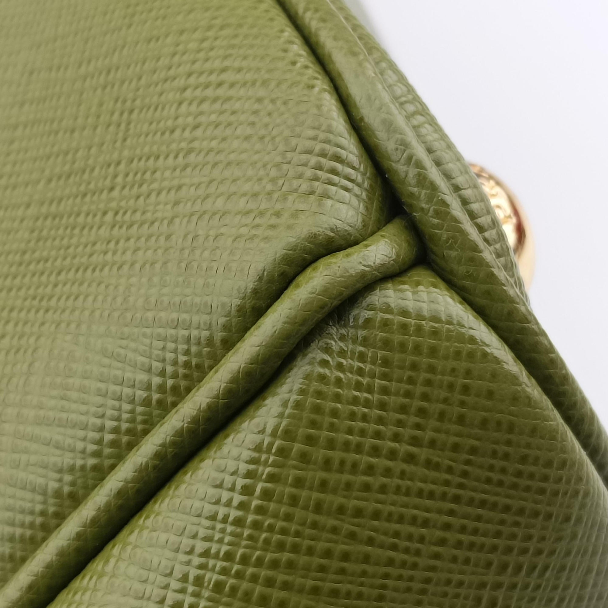 Pre-owned Prada Galleria Green SAFFIANO Leather BN2274 shoulderbag | stylenewstar