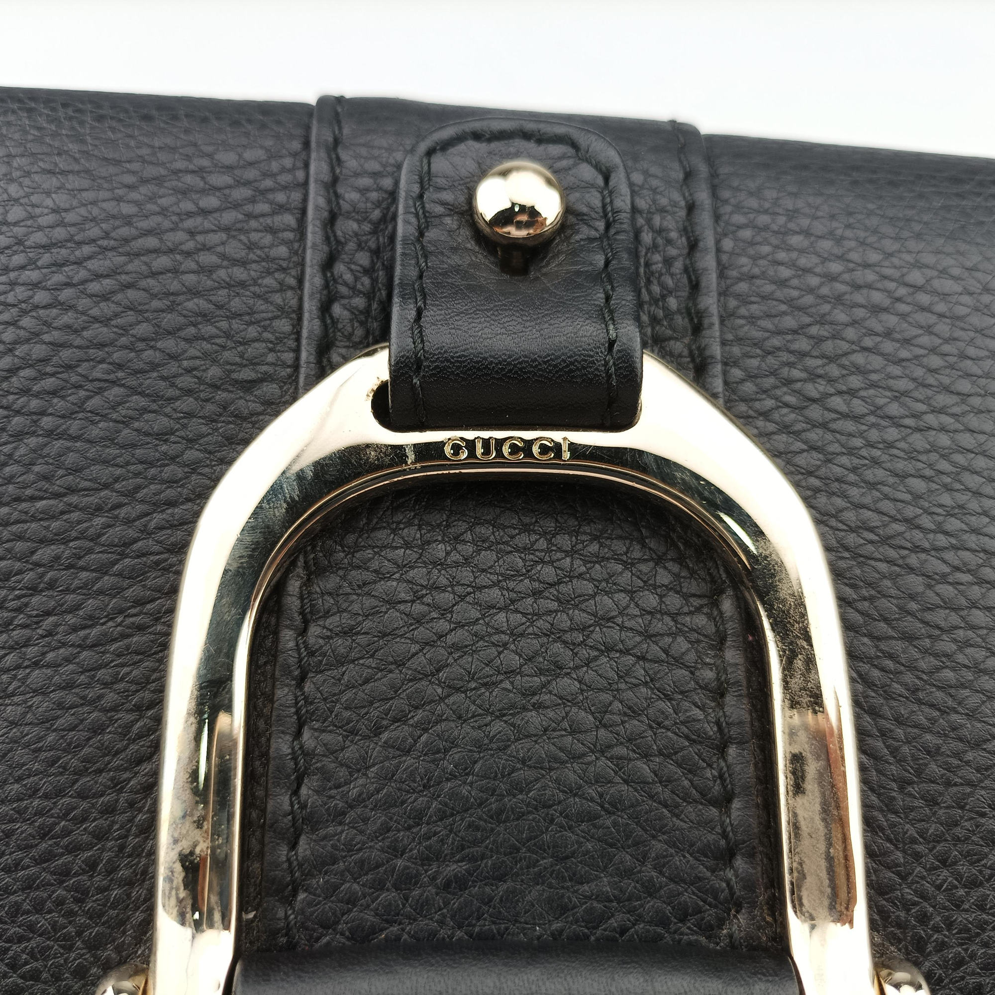 Pre-owned Gucci Greenwich chain Black Leather 268748 shoulderbag | stylenewstar