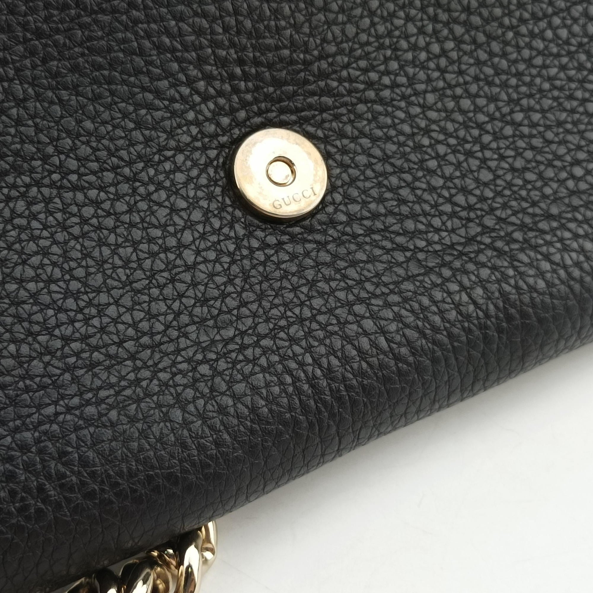 Pre-owned Gucci Greenwich chain Black Leather 268748 shoulderbag | stylenewstar