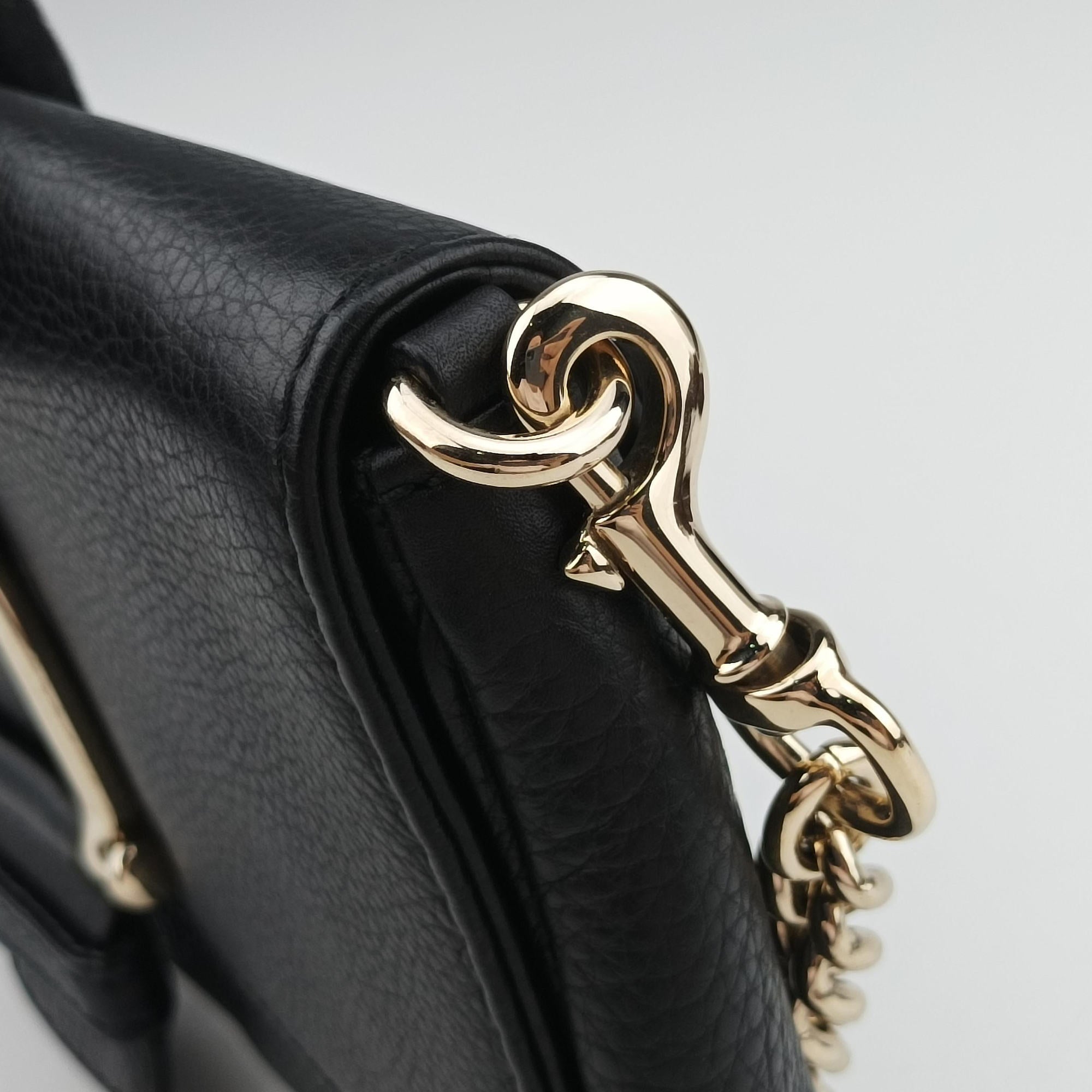 Pre-owned Gucci Greenwich chain Black Leather 268748 shoulderbag | stylenewstar