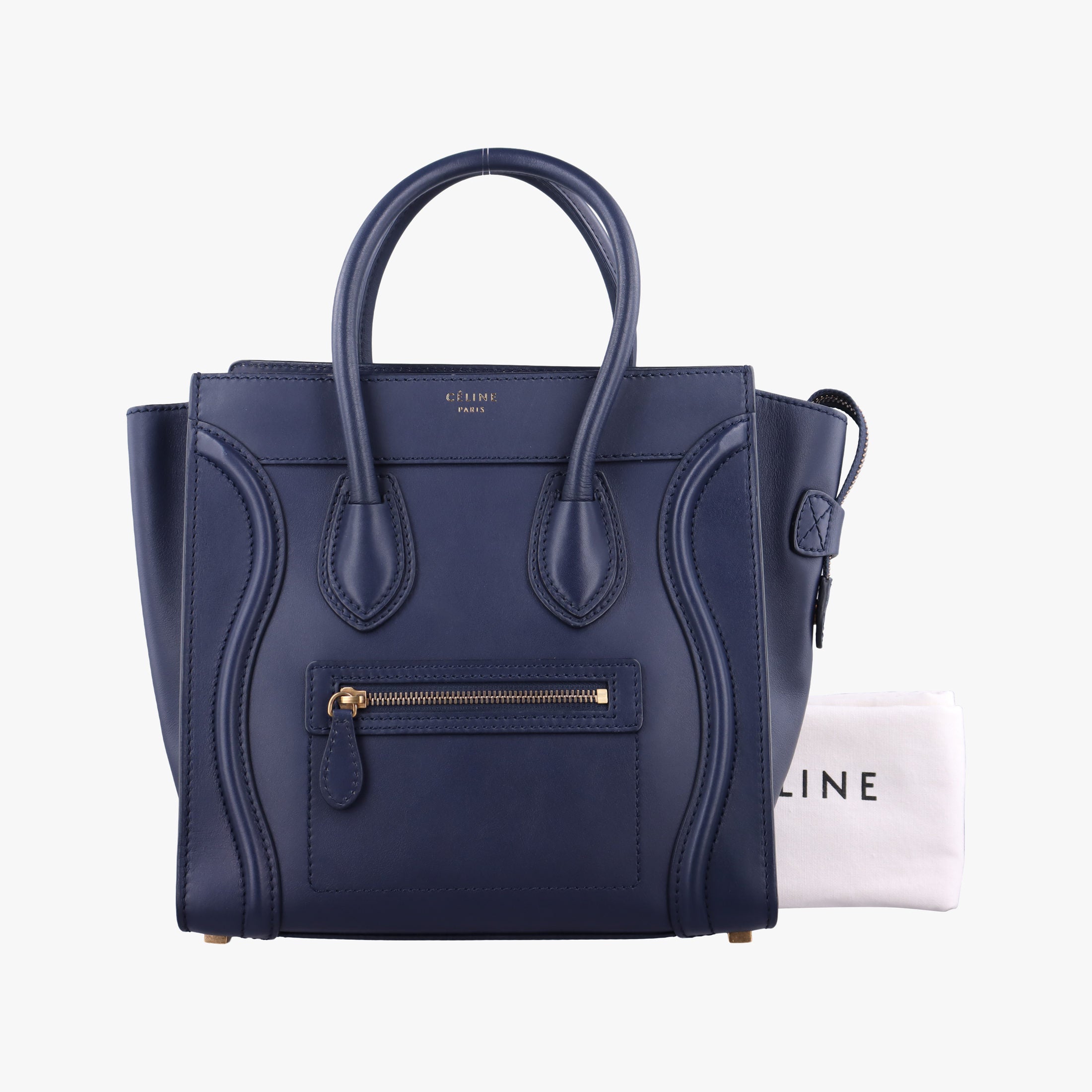Secondhand Celine Luggage Mini Shopper Navy Leather  handbag | stylenewstar