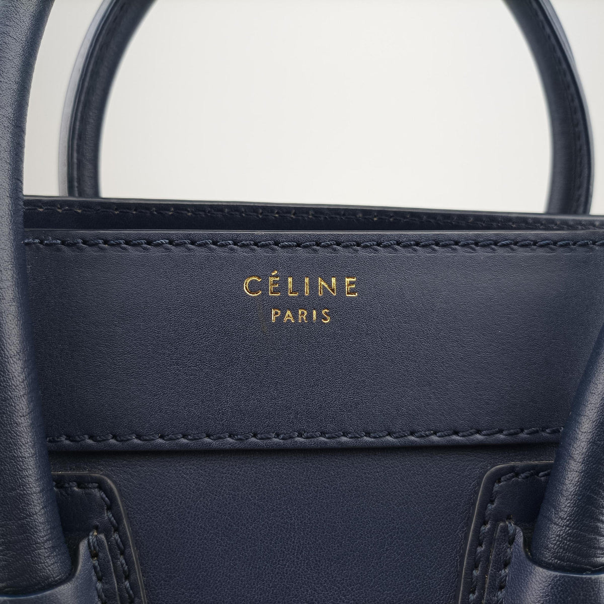 Secondhand Celine Luggage Mini Shopper Navy Leather  handbag | stylenewstar