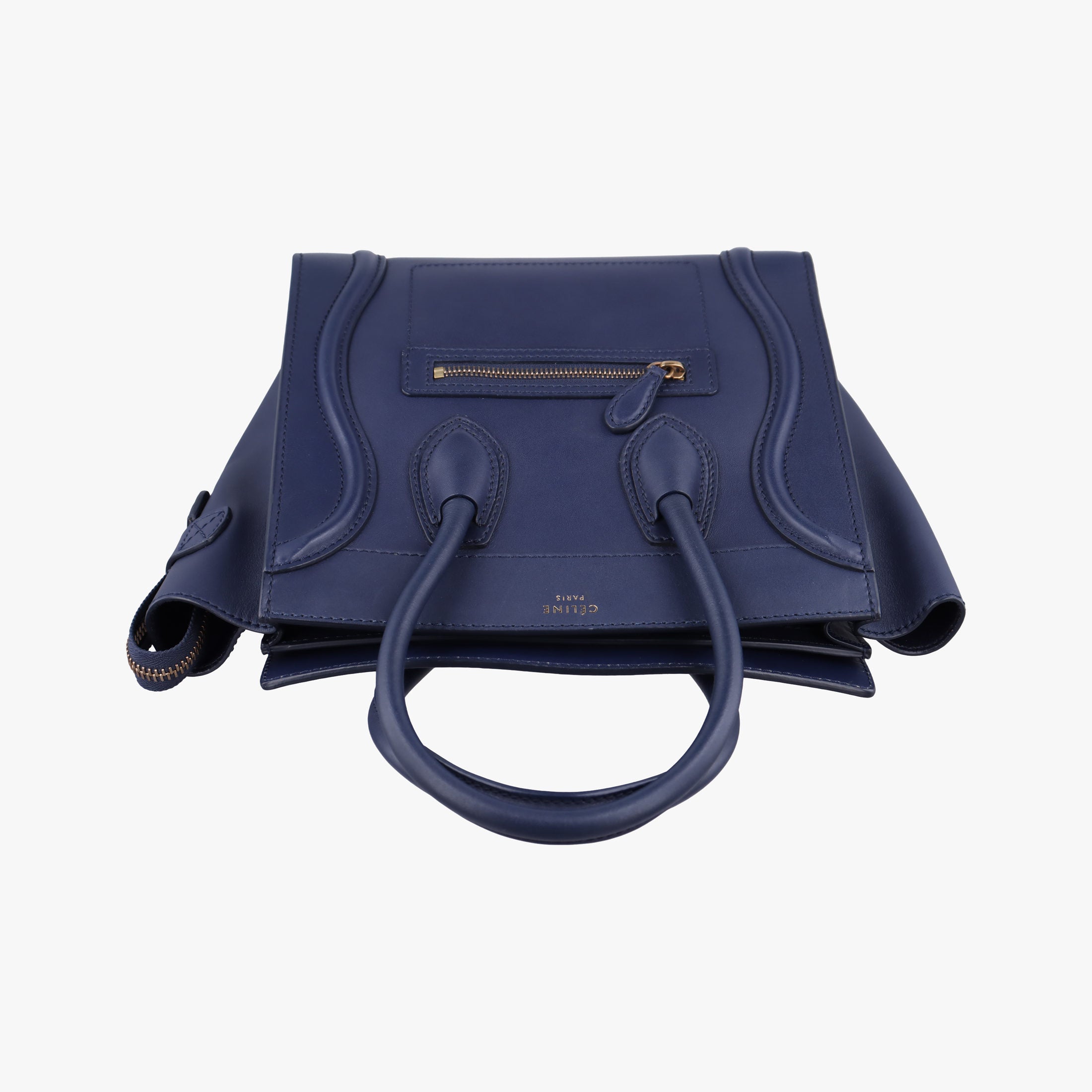 Secondhand Celine Luggage Mini Shopper Navy Leather  handbag | stylenewstar