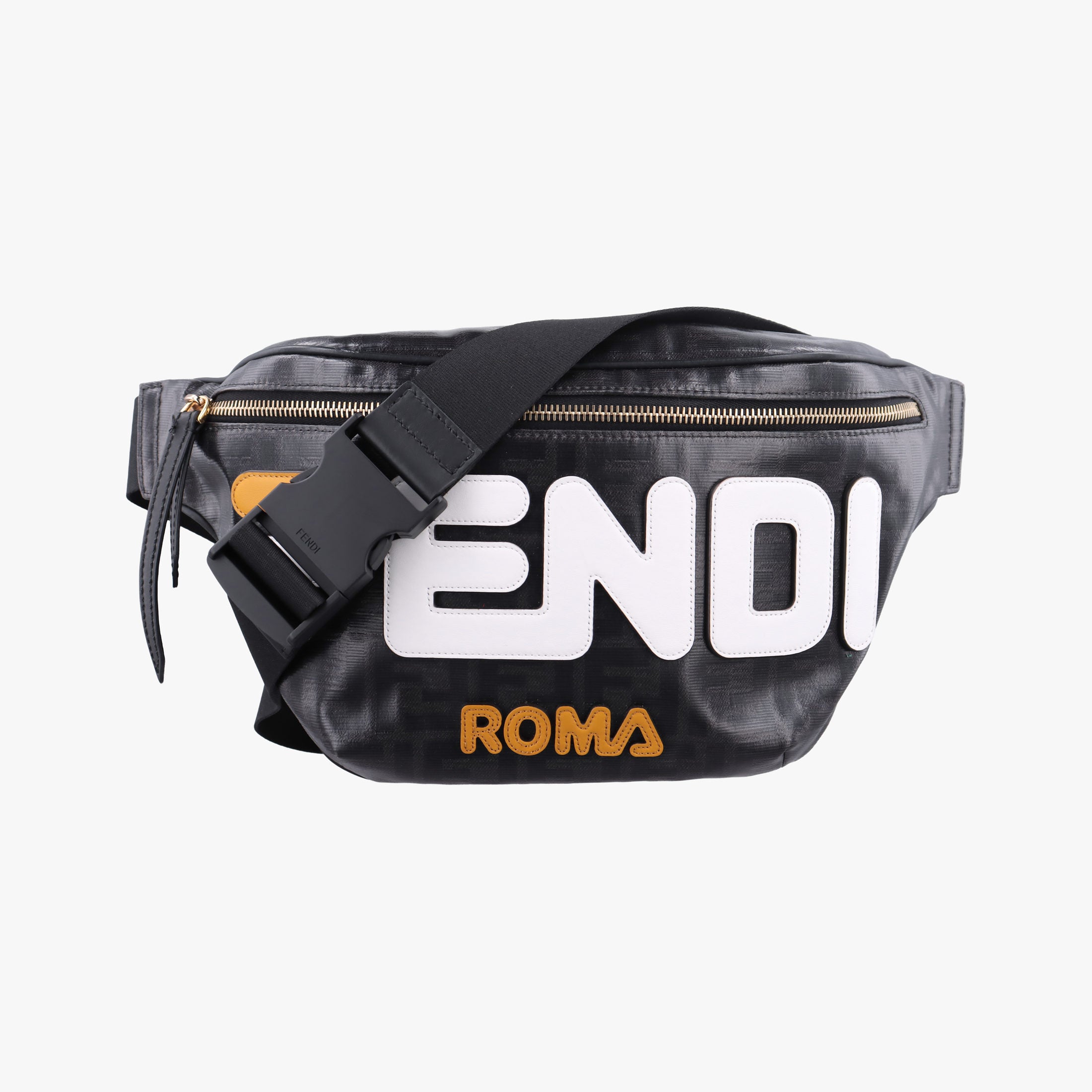 Pre-owned Fendi Zucca Diagonal Pattern Black PVC Coated Canvas 7VA434 bum bag/waist bag | stylenewstar