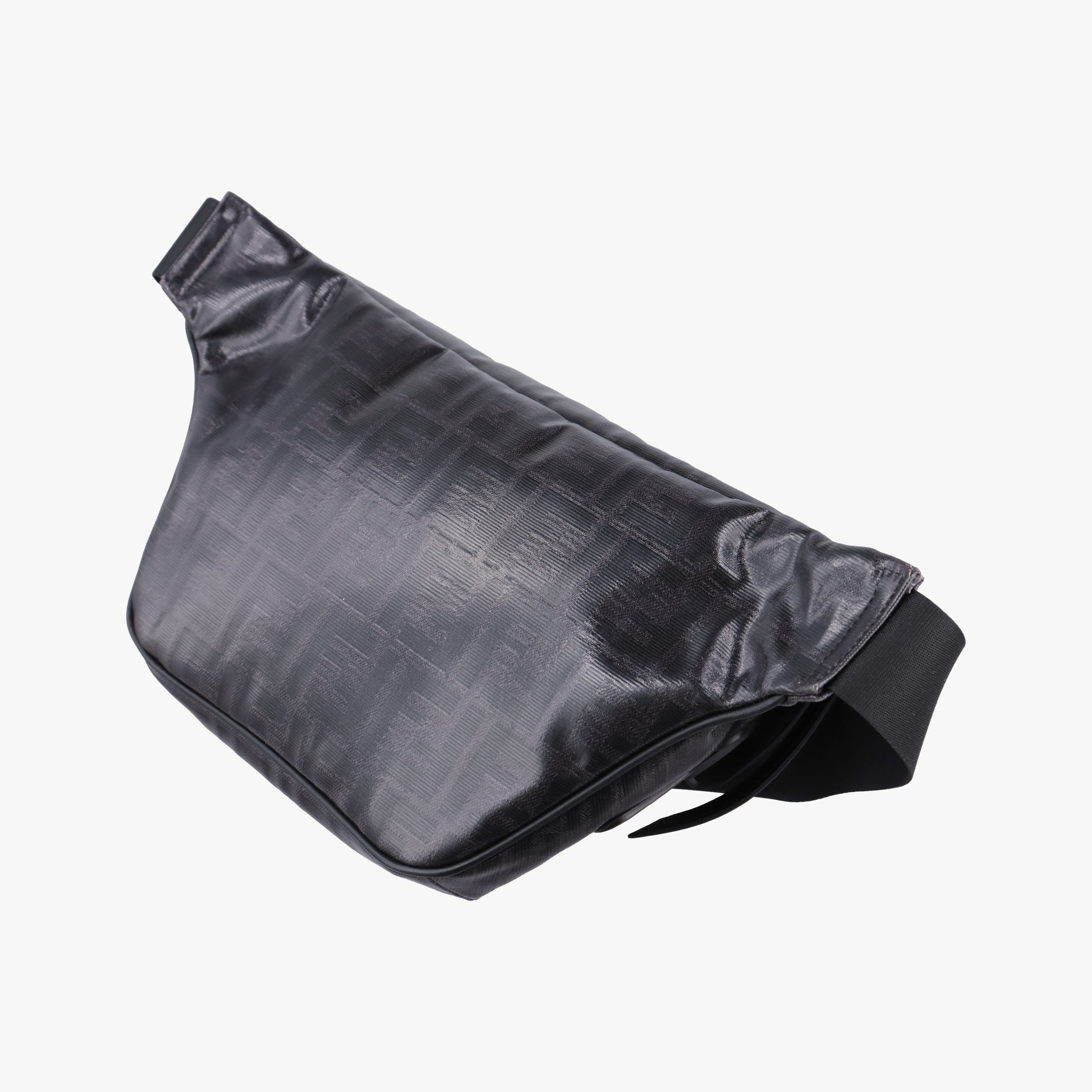Pre-owned Fendi Zucca Diagonal Pattern Black PVC Coated Canvas 7VA434 bum bag/waist bag | stylenewstar