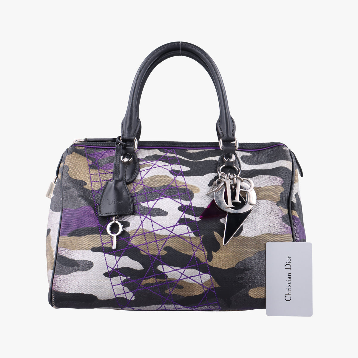 Secondhand Christian Dior Camouflage Print Bowler Multicolour canvas  handbag | stylenewstar
