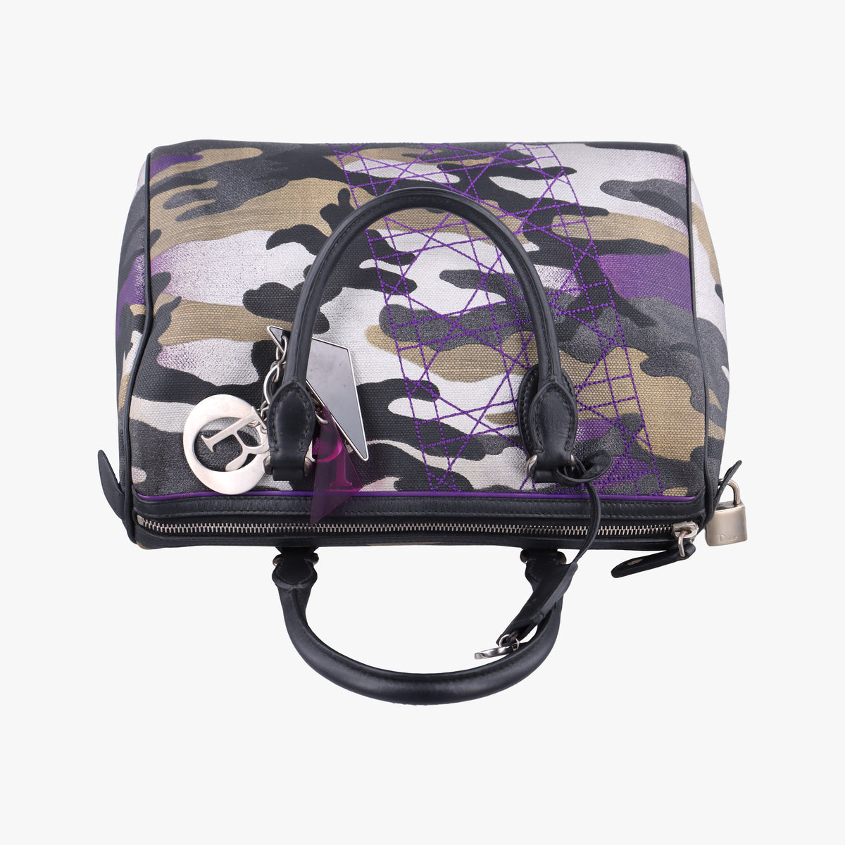 Secondhand Christian Dior Camouflage Print Bowler Multicolour canvas  handbag | stylenewstar