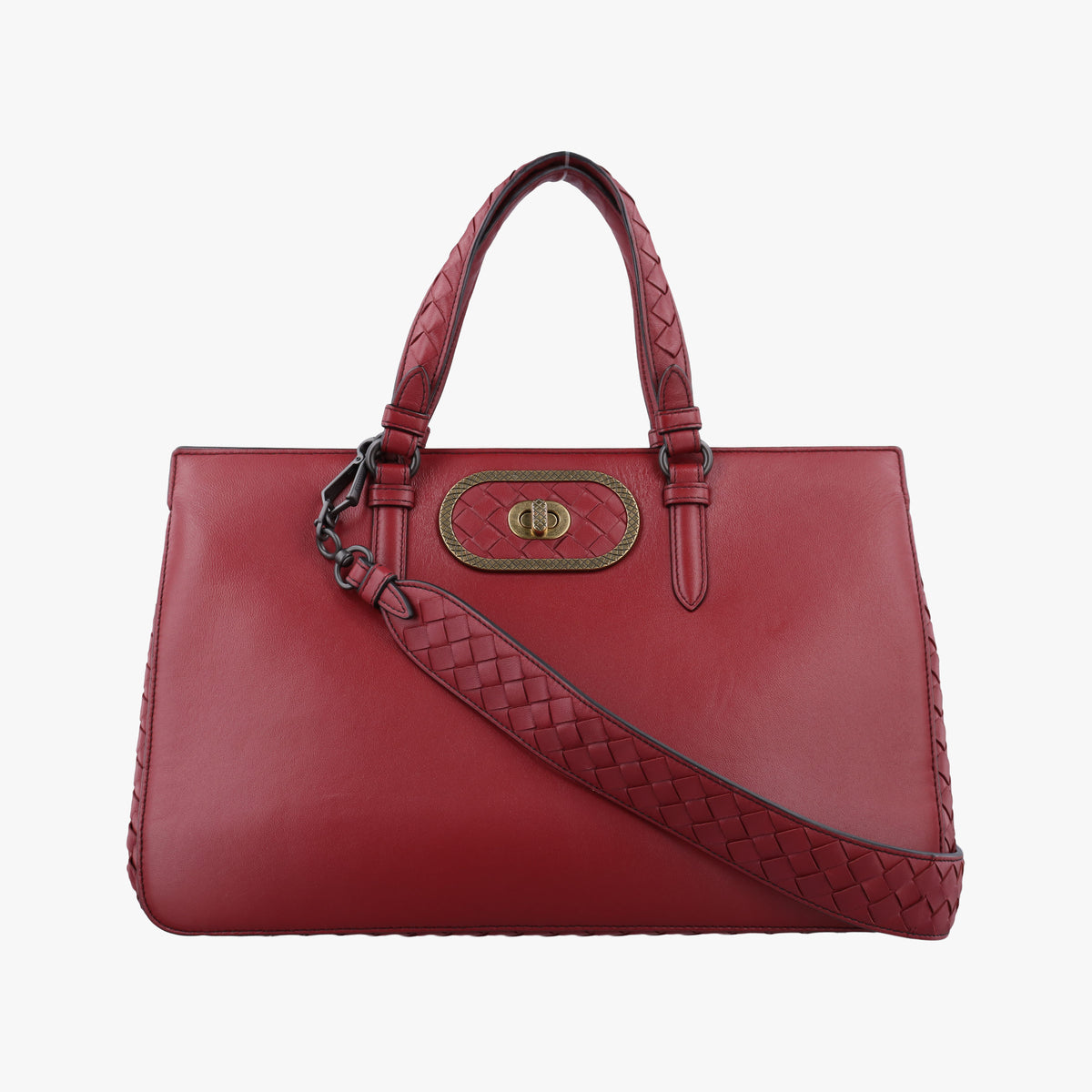 Pre-owned Bottega Veneta Intrecciato Ellitica Red lambskin  shoulderbag | stylenewstar