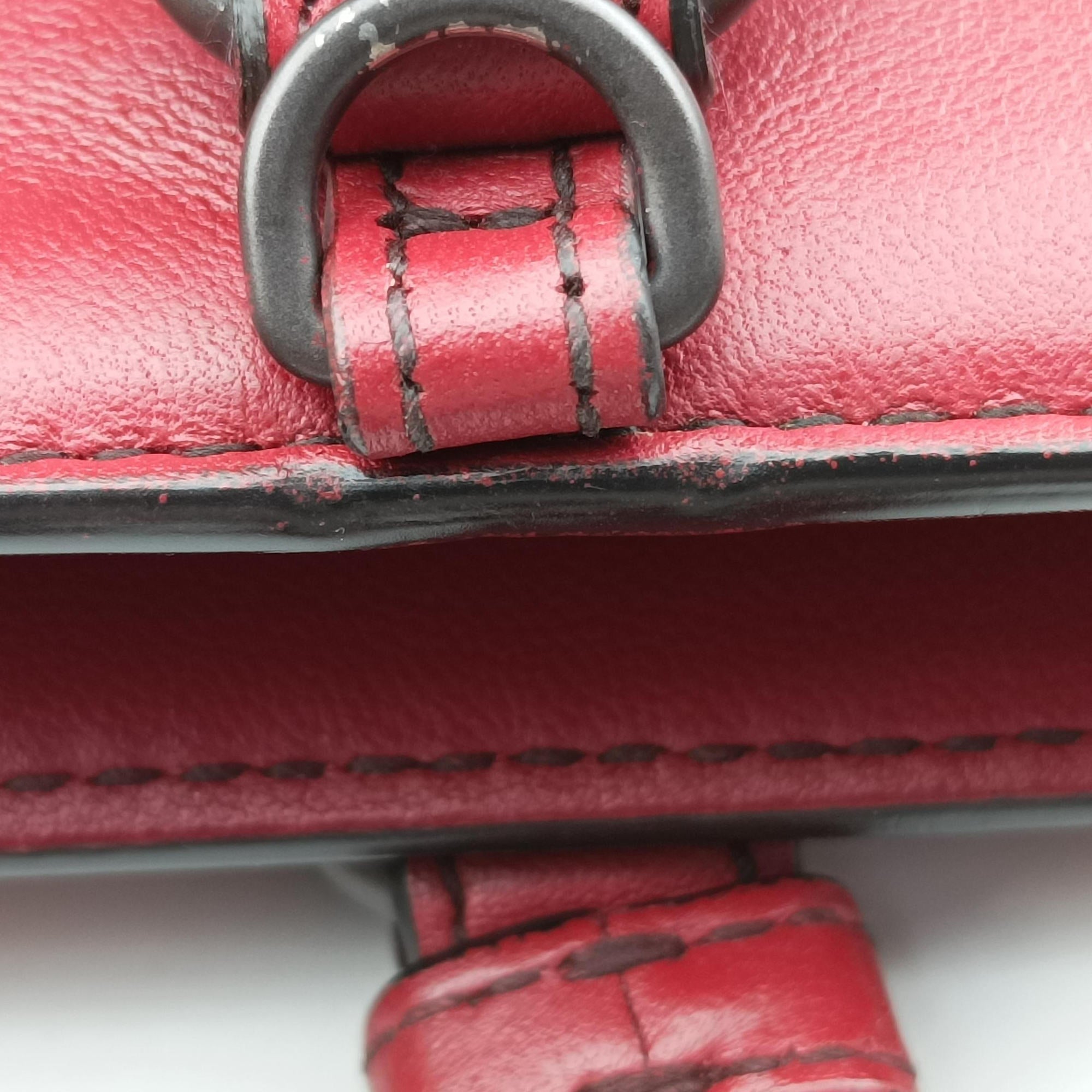 Pre-owned Bottega Veneta Intrecciato Ellitica Red lambskin  shoulderbag | stylenewstar