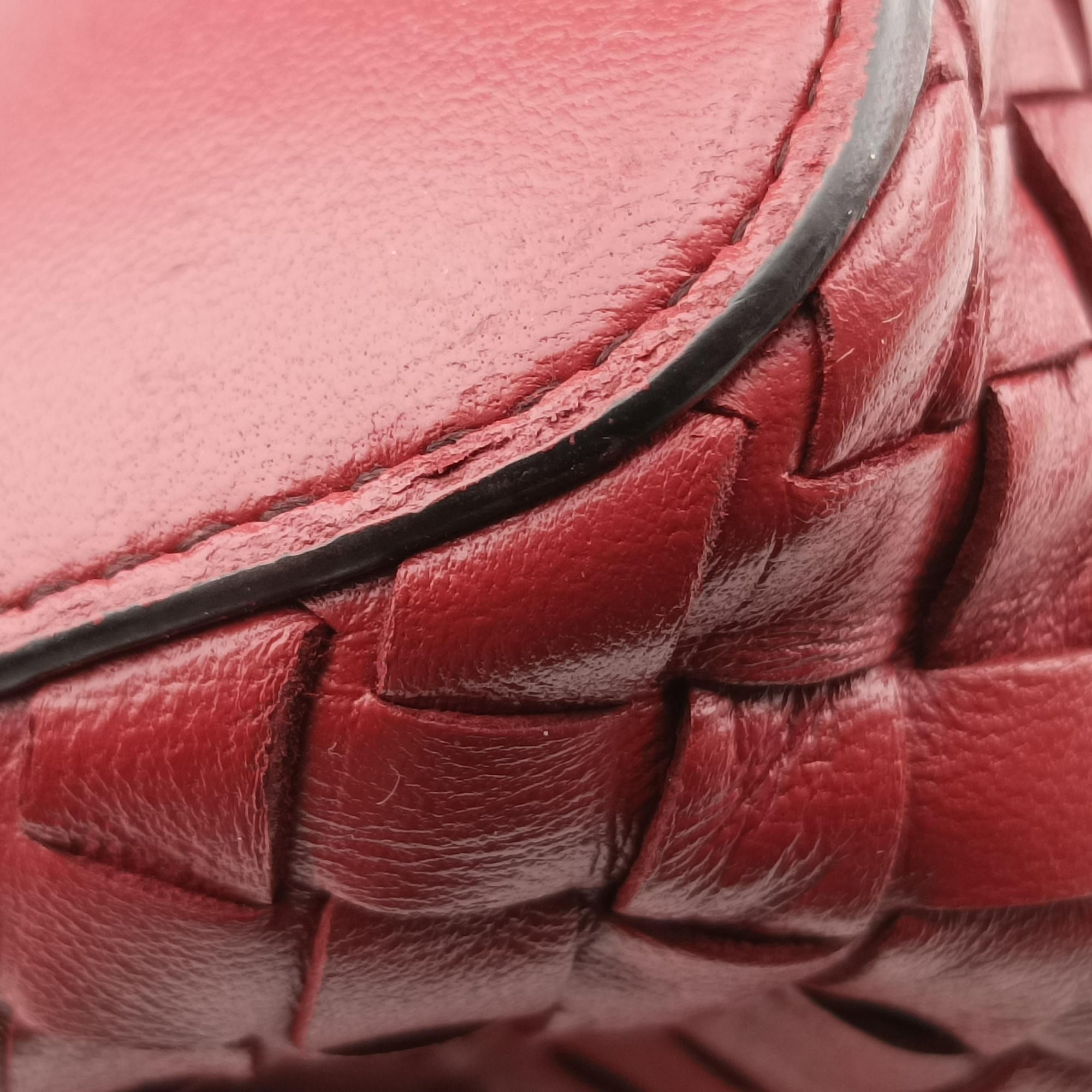 Pre-owned Bottega Veneta Intrecciato Ellitica Red lambskin  shoulderbag | stylenewstar
