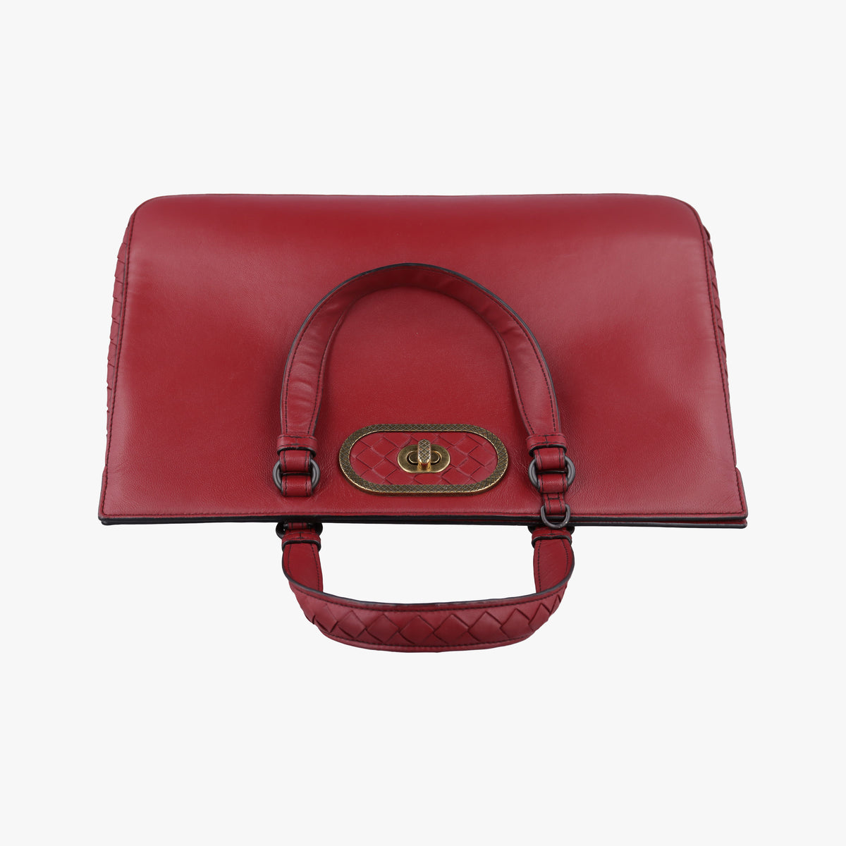 Pre-owned Bottega Veneta Intrecciato Ellitica Red lambskin  shoulderbag | stylenewstar