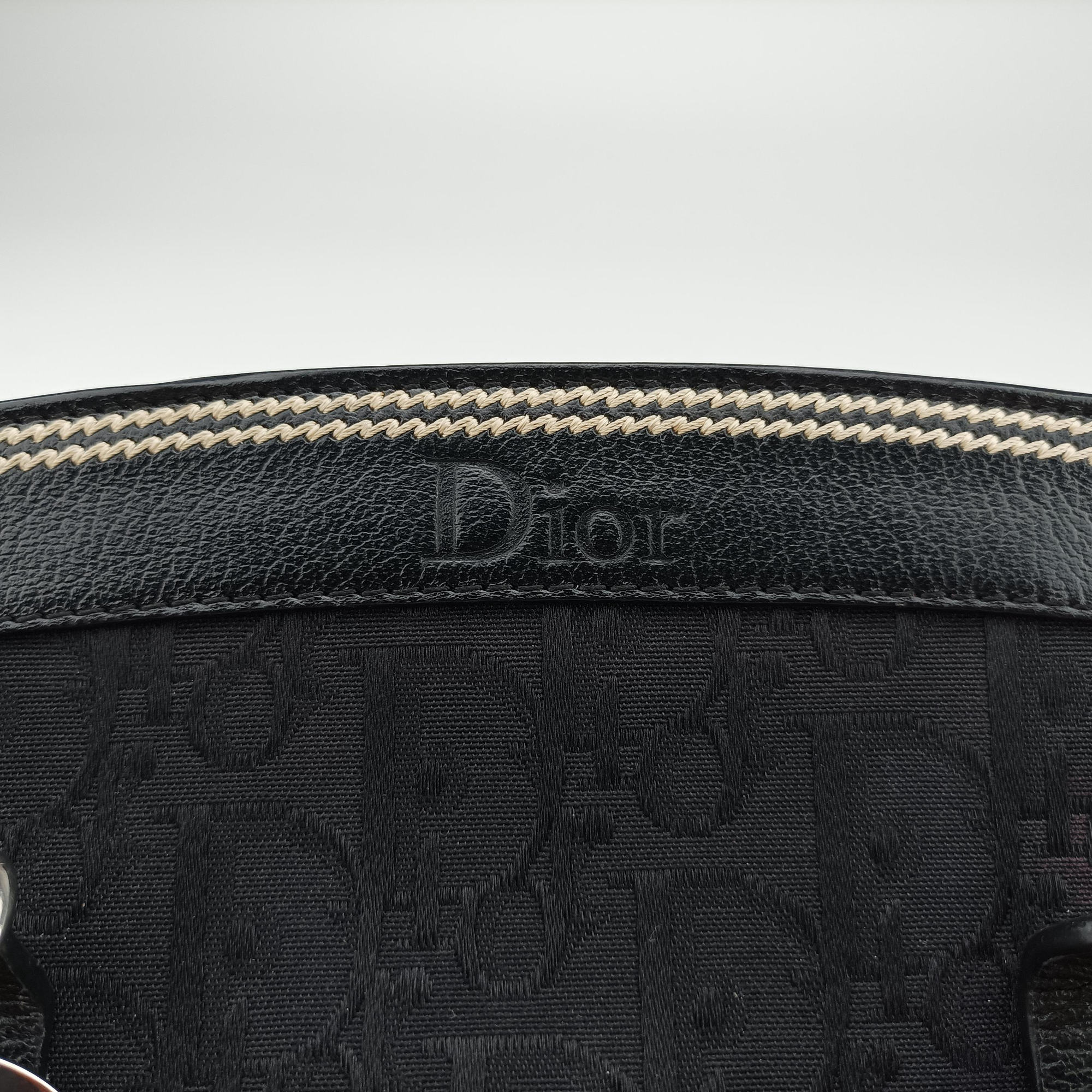 Secondhand Christian Dior Trotter Flower Tote Black canvas×Leather  handbag | stylenewstar