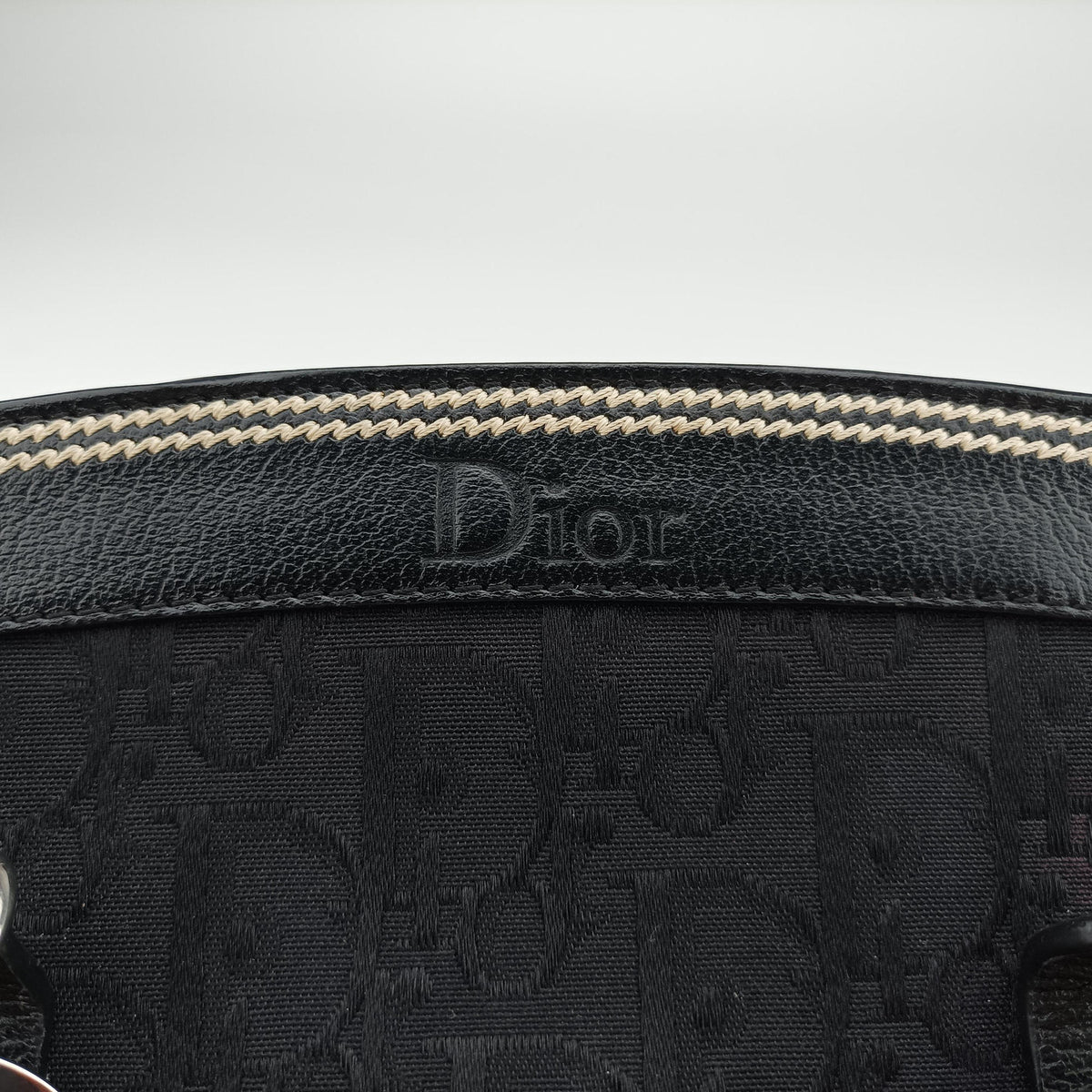 Vintage Christian Dior Trotter Flower Tote Black canvas×Leather  handbag | stylenewstar