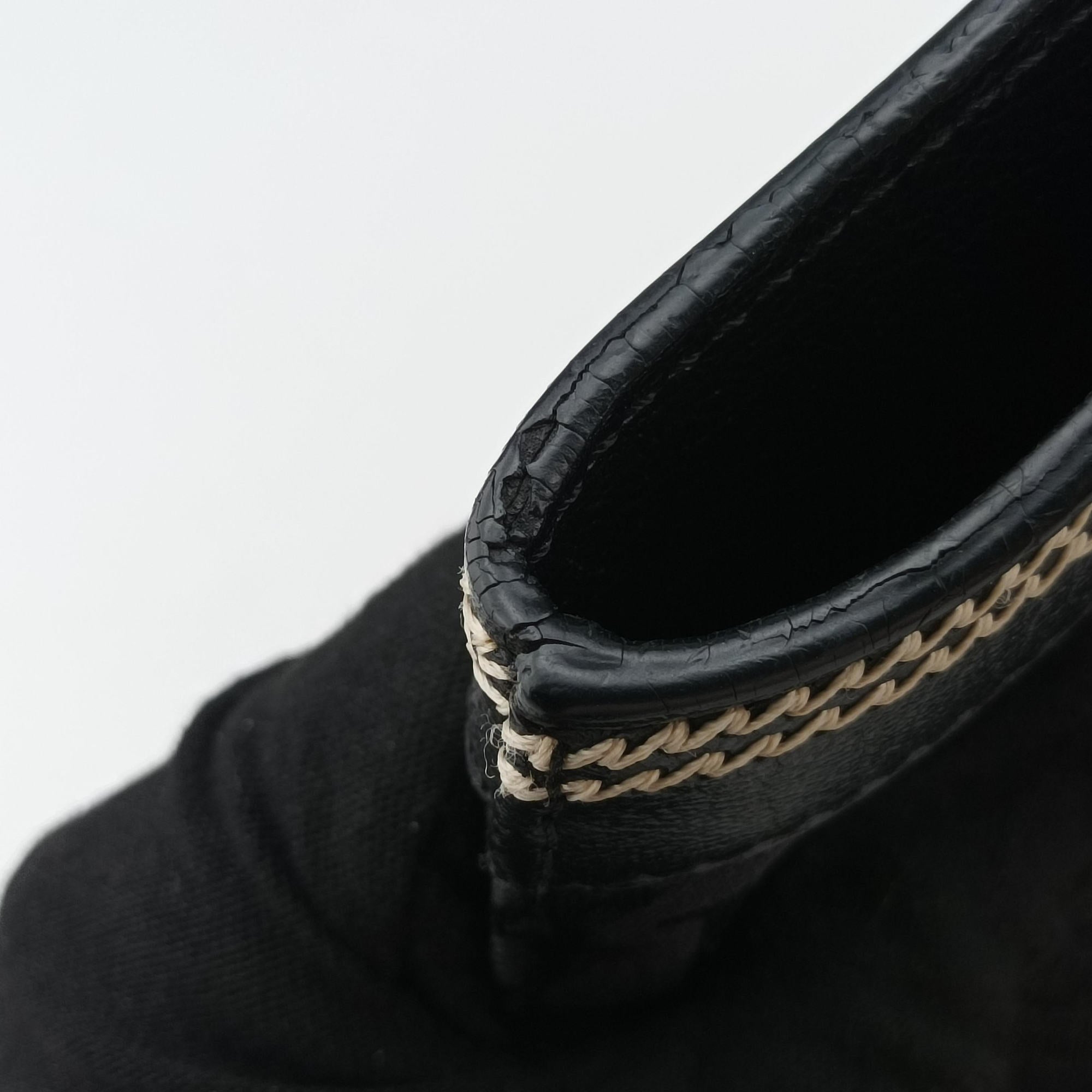Secondhand Christian Dior Trotter Flower Tote Black canvas×Leather  handbag | stylenewstar