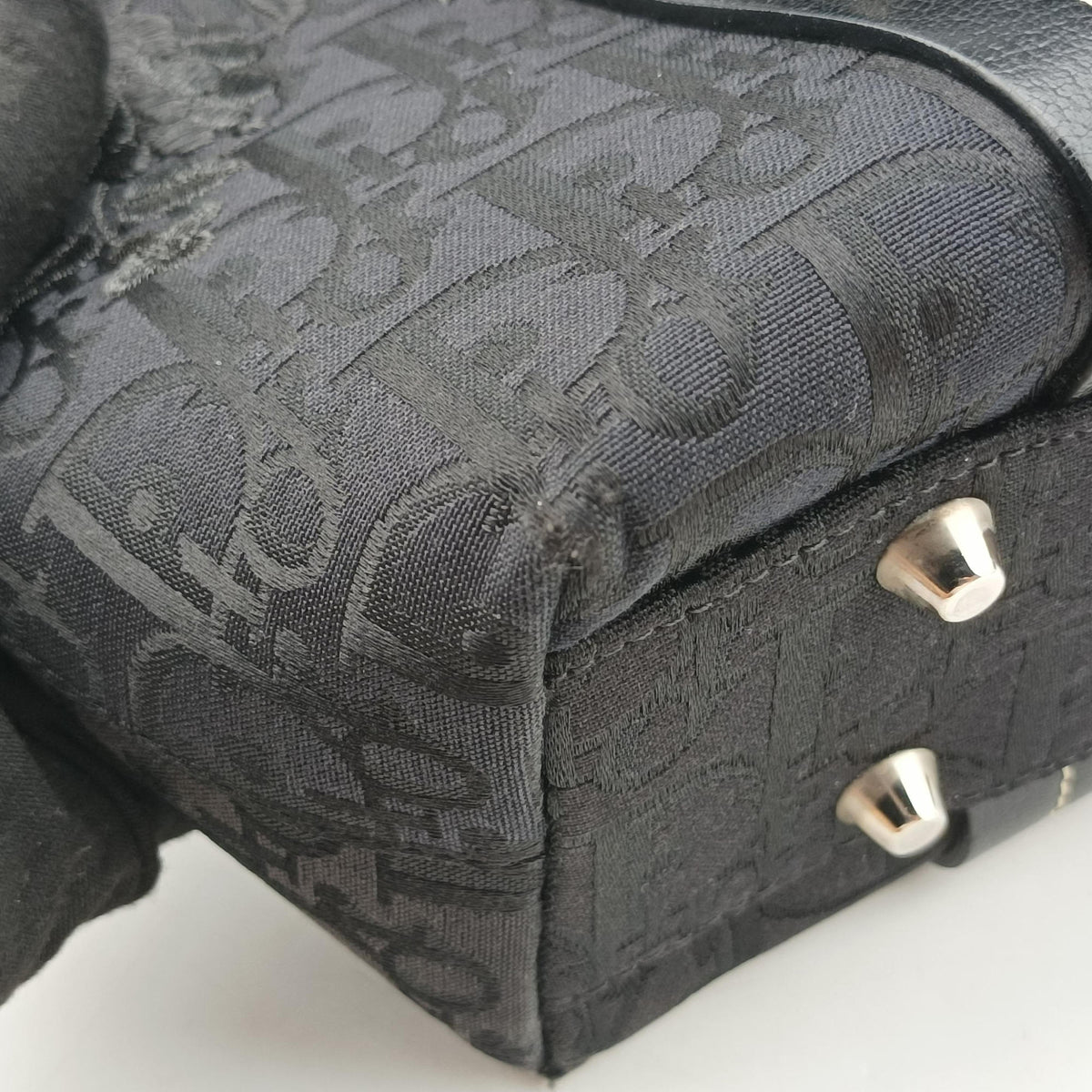 Vintage Christian Dior Trotter Flower Tote Black canvas×Leather  handbag | stylenewstar