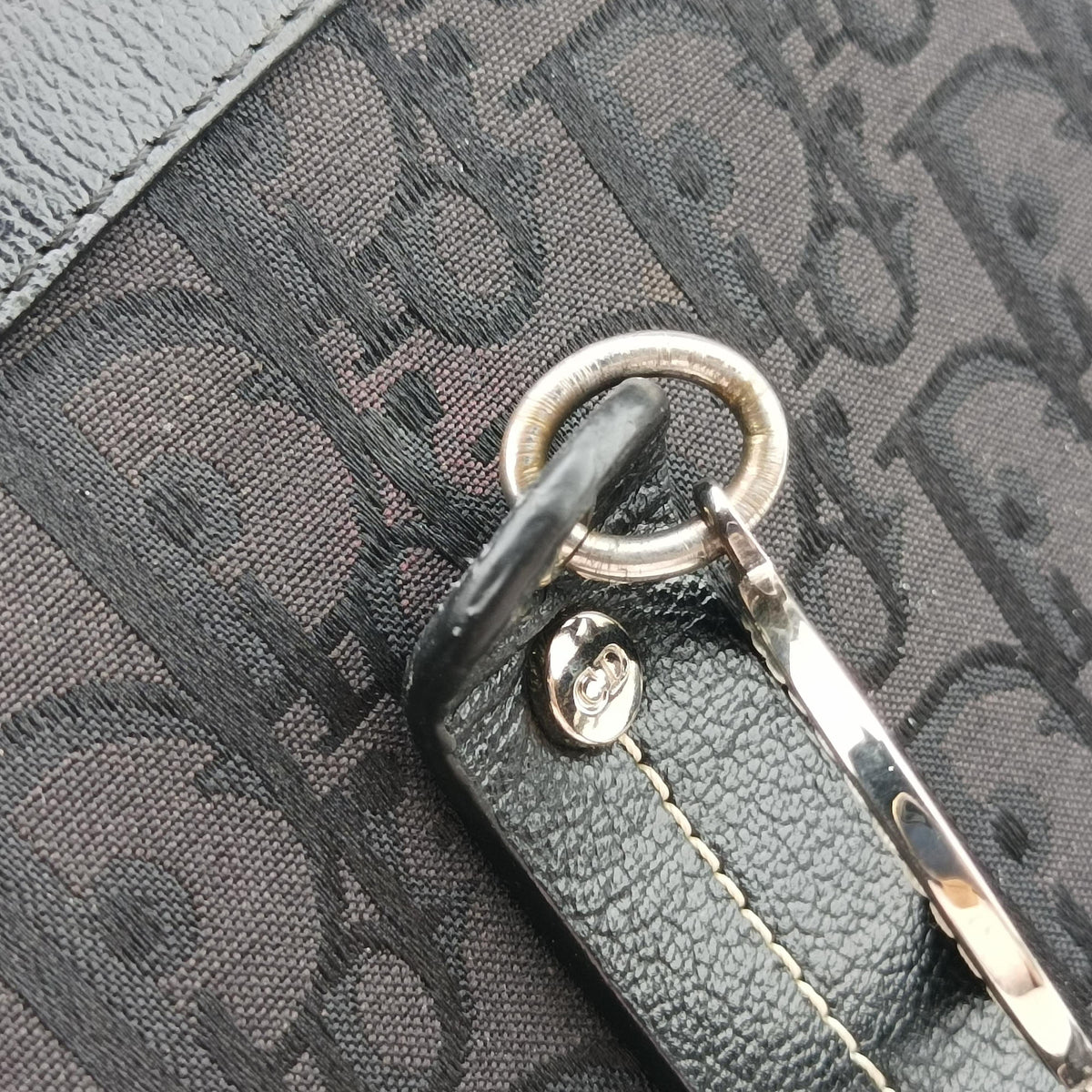 Secondhand Christian Dior Trotter Flower Tote Black canvas×Leather  handbag | stylenewstar