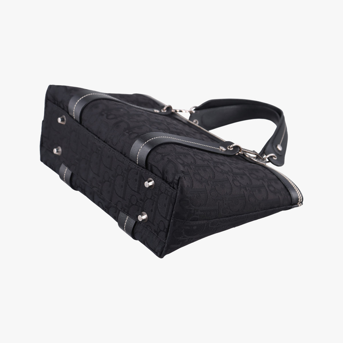 Secondhand Christian Dior Trotter Flower Tote Black canvas×Leather  handbag | stylenewstar