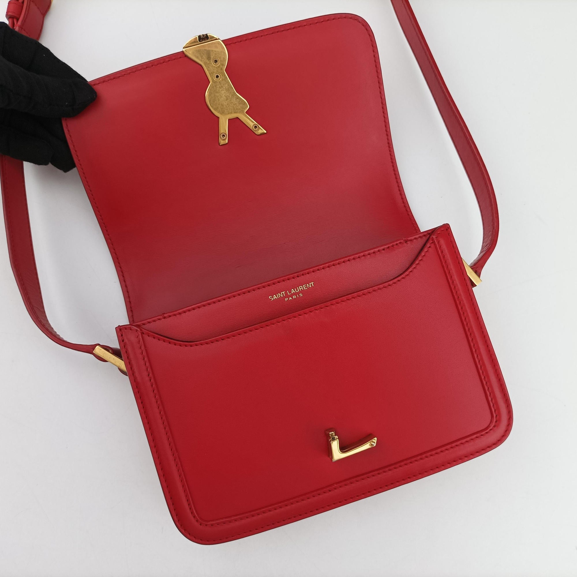 Pre-owned Yves Saint Laurent Solferino Red Leather 634306 shoulderbag | stylenewstar