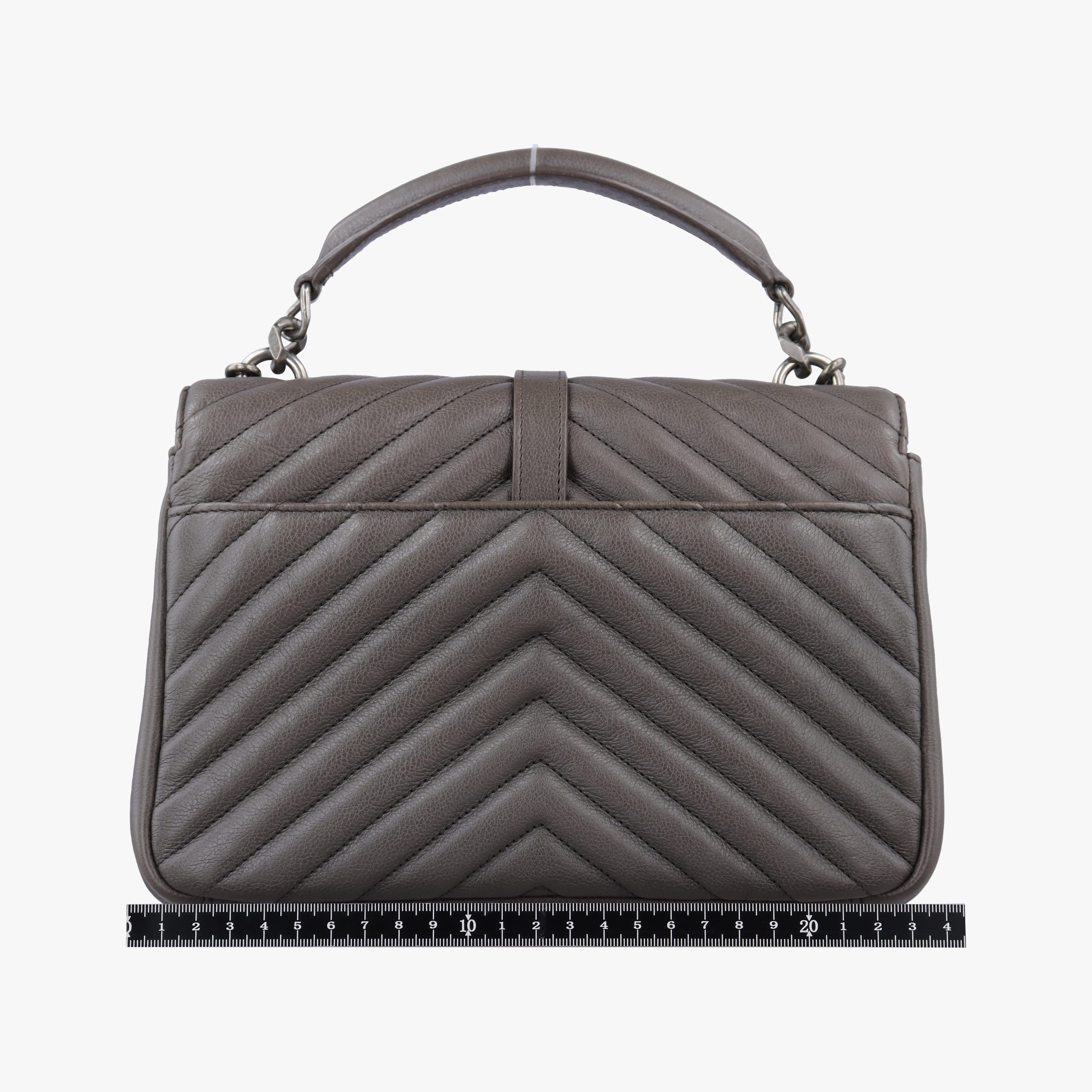 Pre-owned Yves Saint Laurent COLLEGE Grey Leather 428056 shoulderbag | stylenewstar