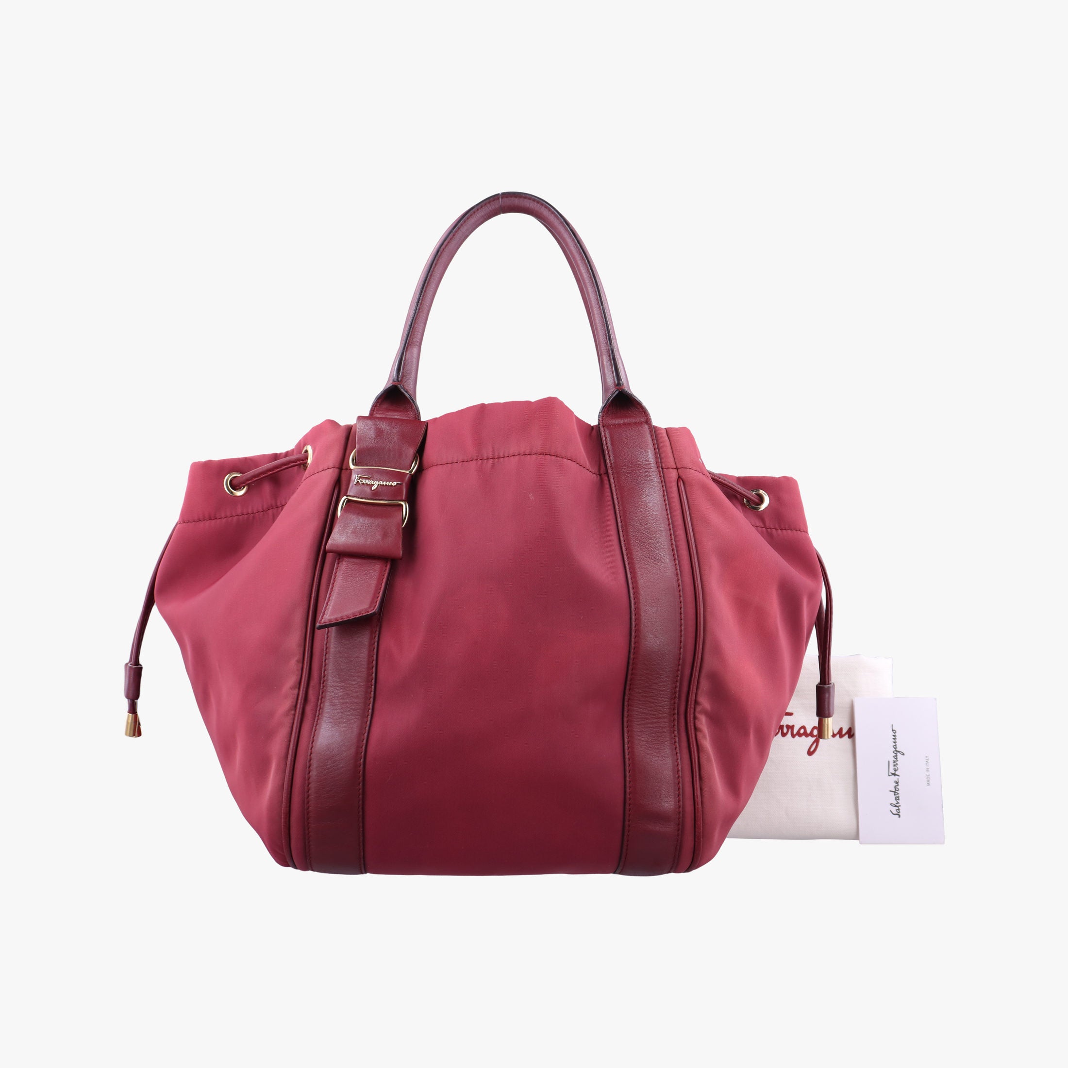 Pre-owned Ferragamo Drawstring Bag Red Nylon  handbag | stylenewstar