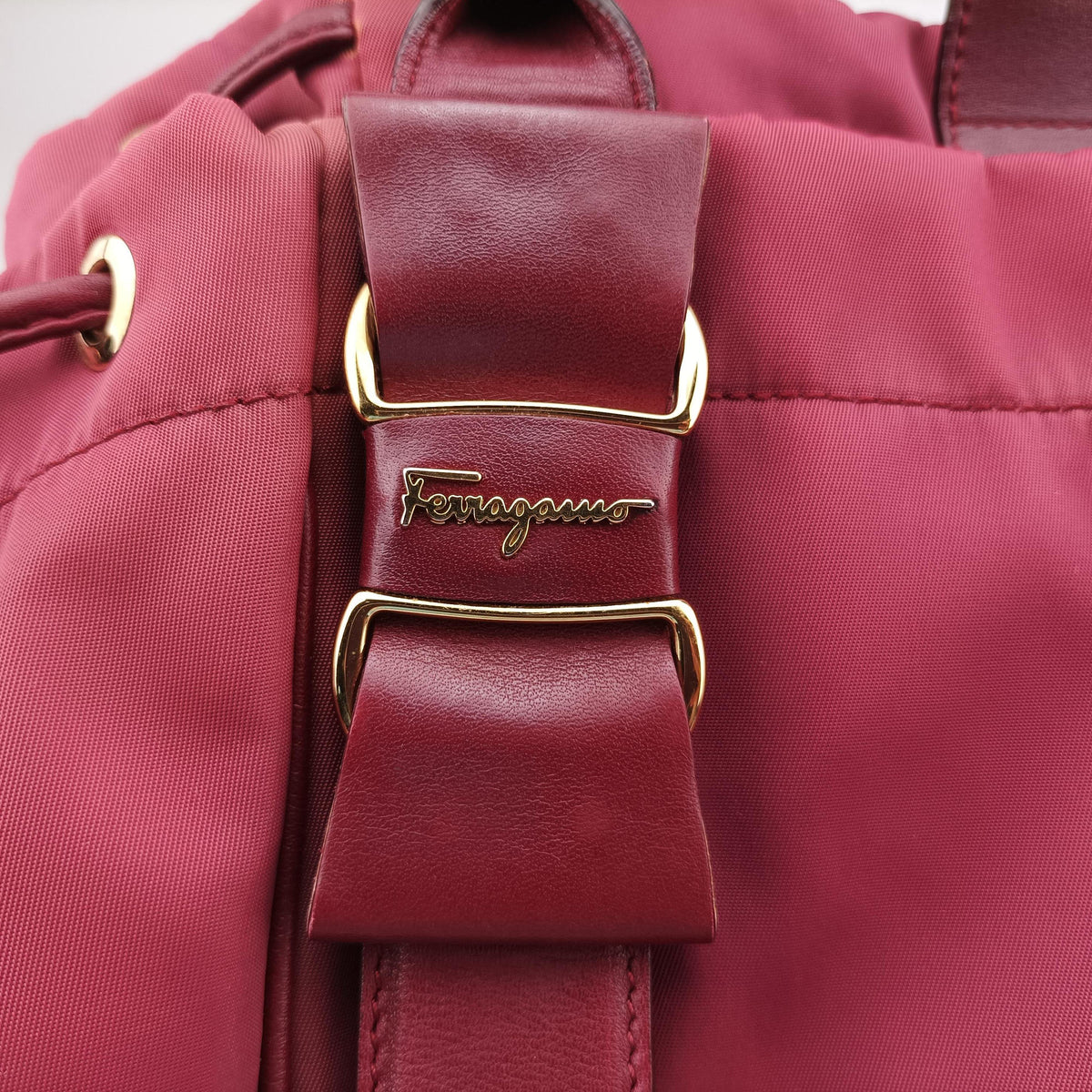 Pre-owned Ferragamo Drawstring Bag Red Nylon  handbag | stylenewstar